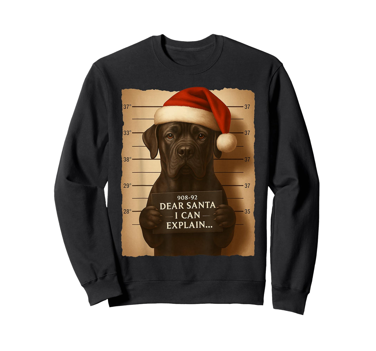 Funny Christmas Dog - Cute Cane Corso Santa Hat Tee T-Shirt