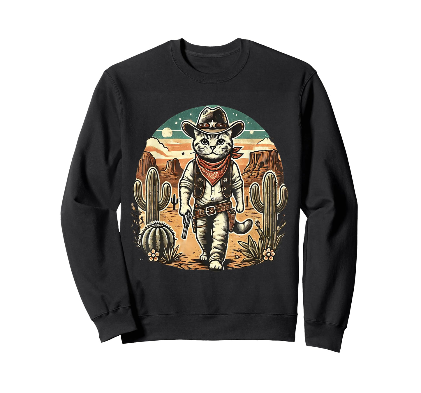 Meowdy Cat Funny Texas Cat Vintage Country Music Cat Cowboy T-Shirt