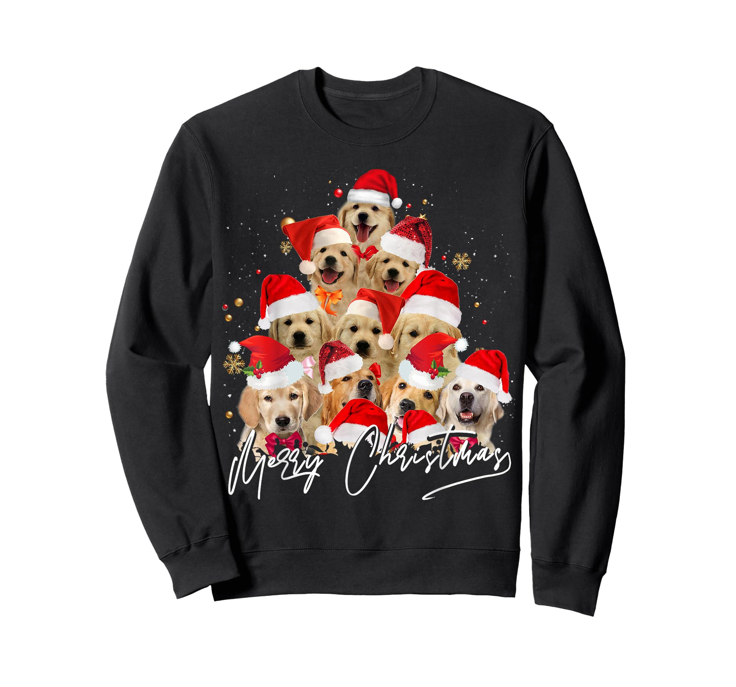 Golden Retriever Santa Hat Xmas Dogs Merry Christmas Graphic T-Shirt