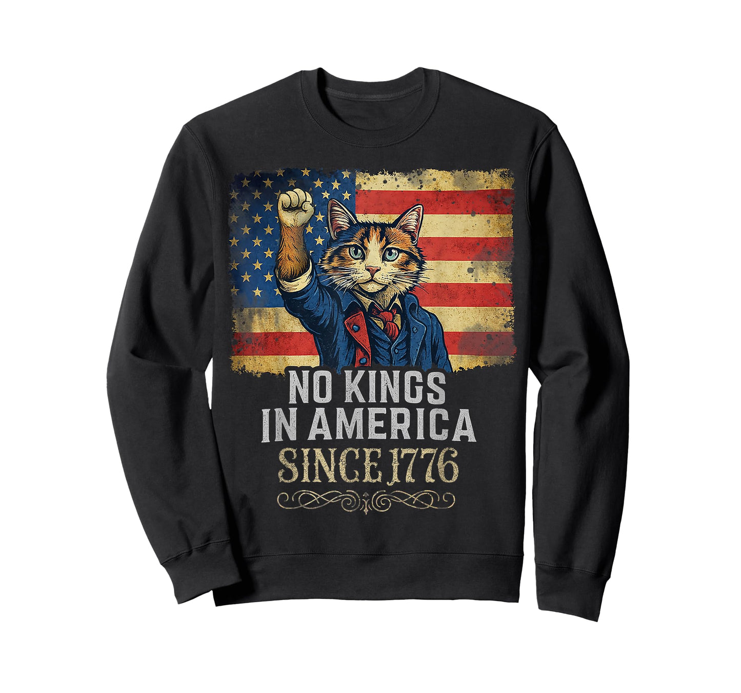 No Kings in America 1776 Revolutionary Cat T-Shirt