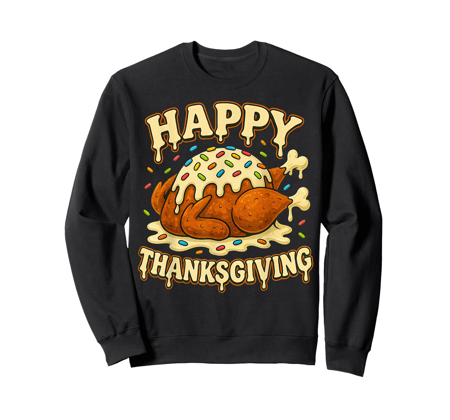 Happy Thanksgiving Drip Ice Cream Look Cool T-Shirt