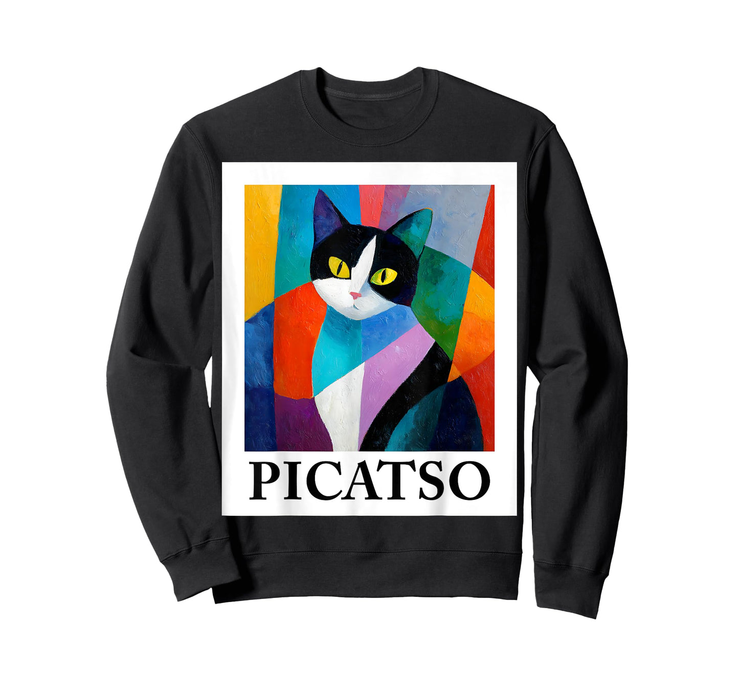 Colorful Cubist Cat Art Design – Funny Abstract Picatso T-Shirt