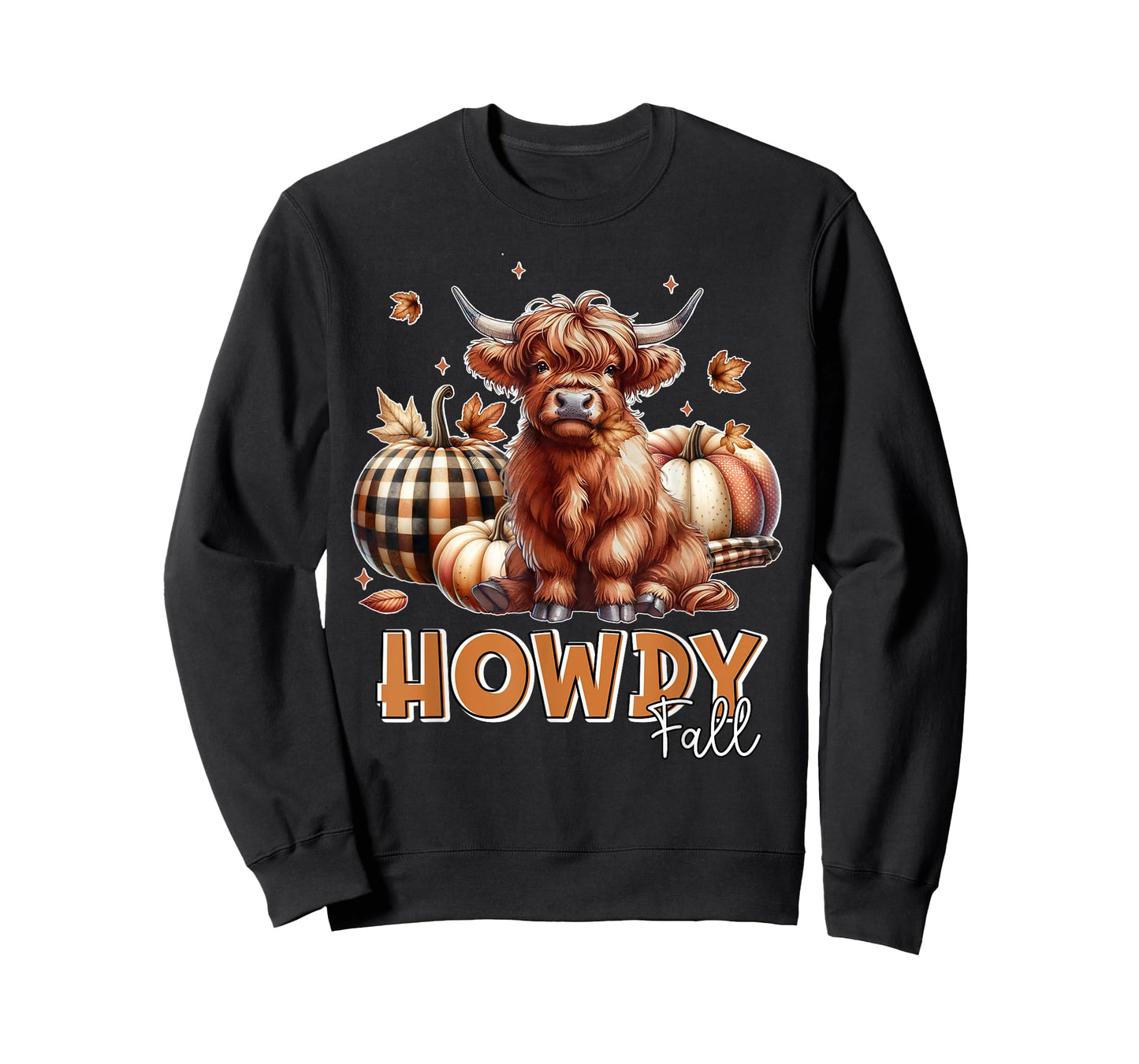 Howdy Fall Western Farm Country Highland Cow Autumn Pumpkin T-Shirt