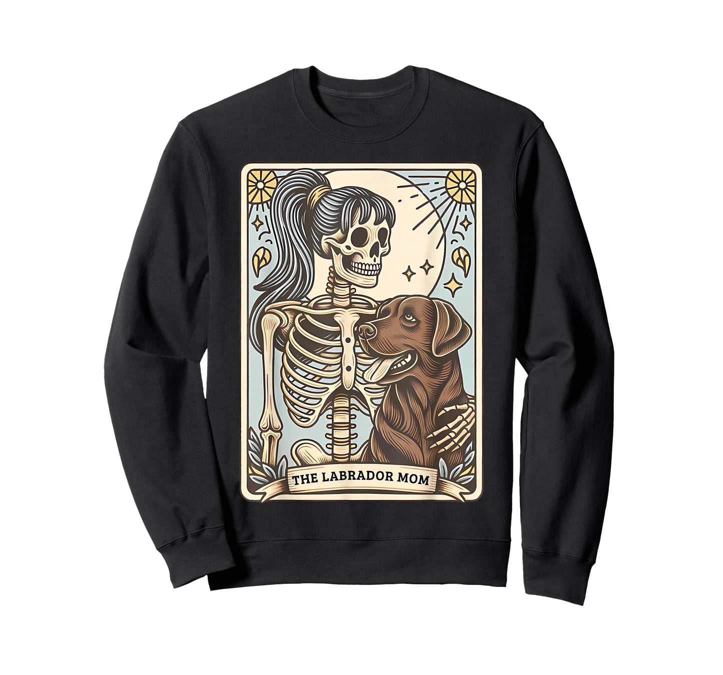 Funny Skeleton Chocolate Lab Mom Tarot Card Witchy Vibes T-Shirt