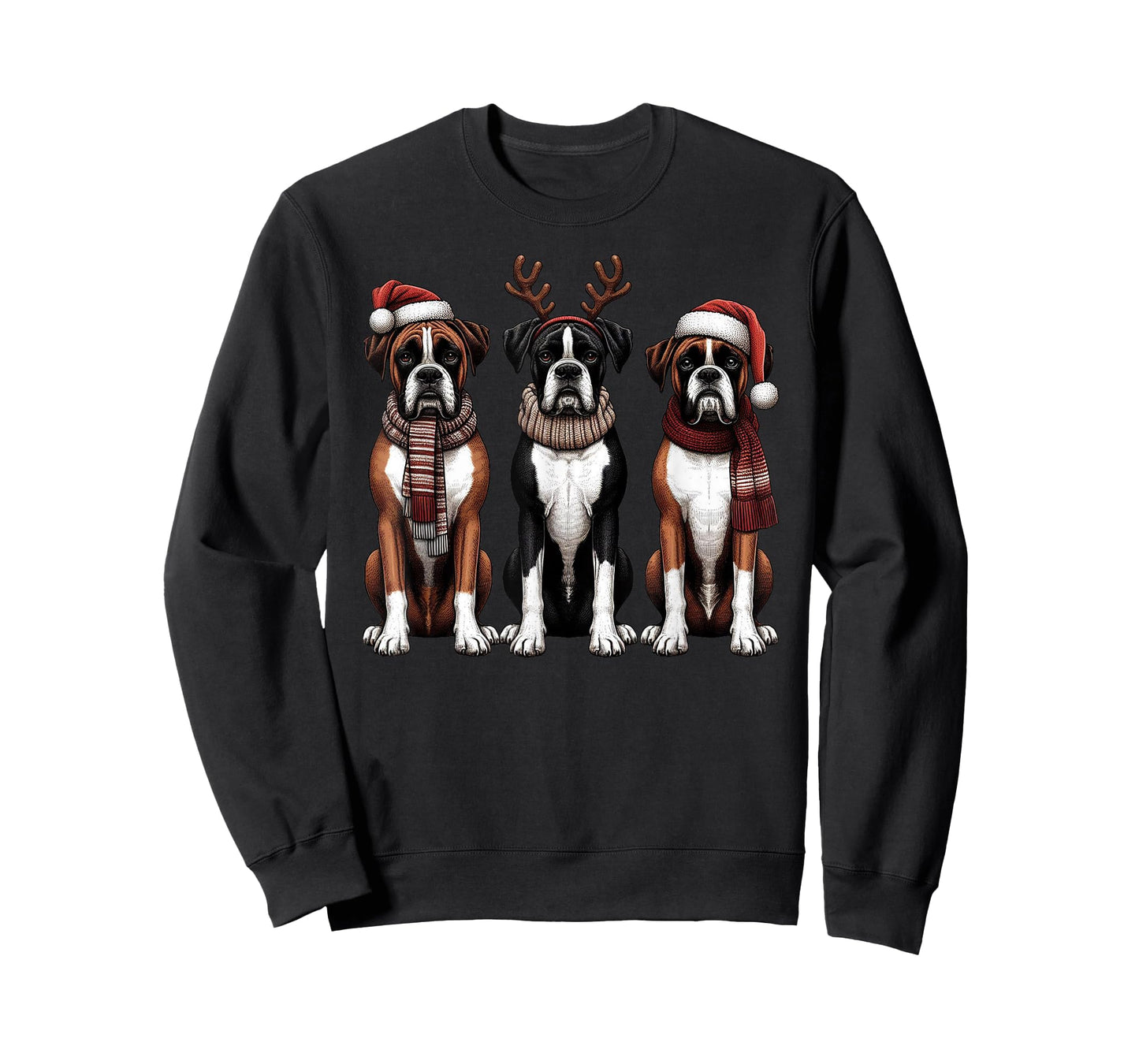 Santa Reindeer Boxer Christmas Boxer Dog Lover Pajama T-Shirt