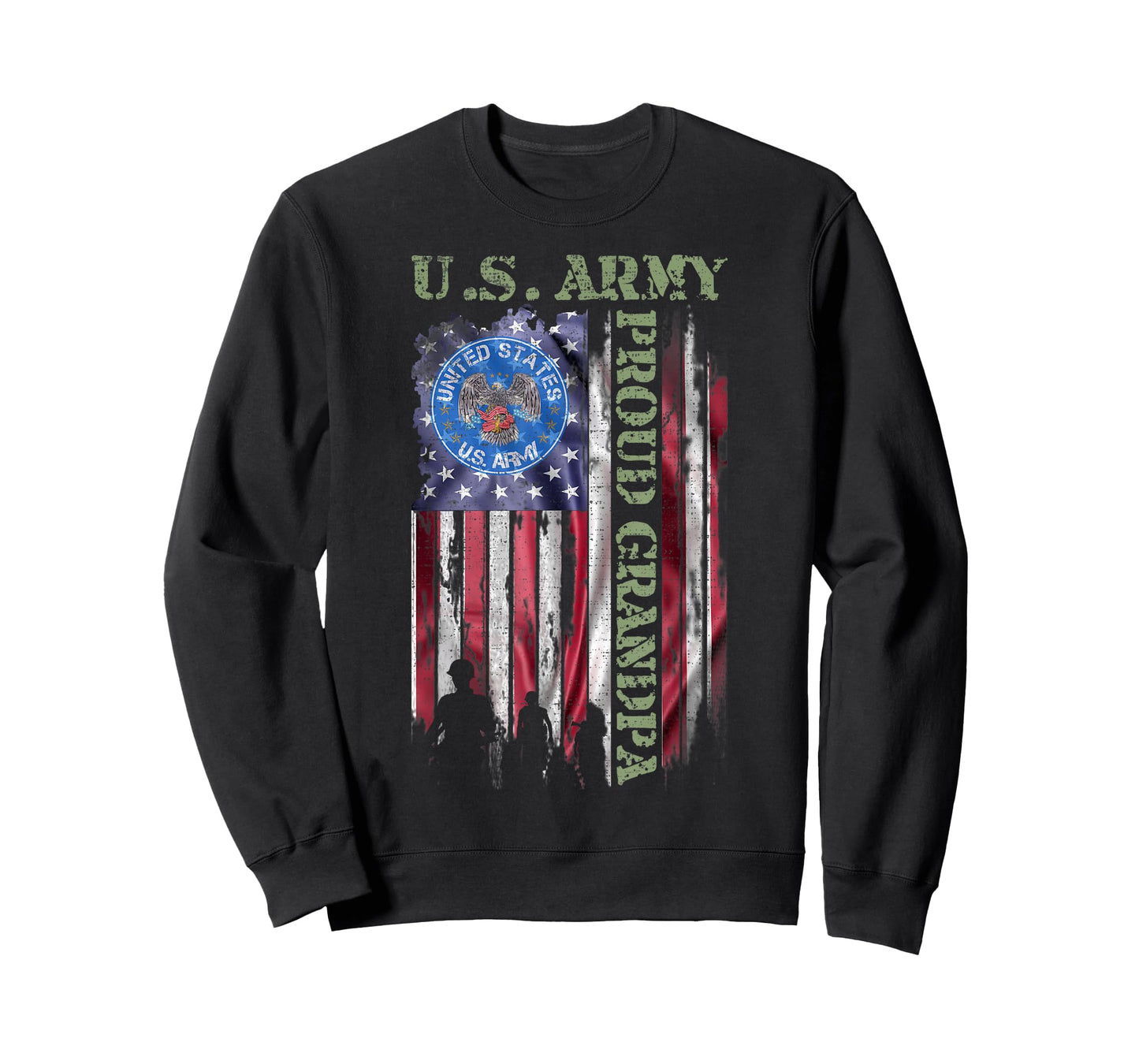 Vintage USA American Flag US Army Proud Veteran Grandpa T-Shirt