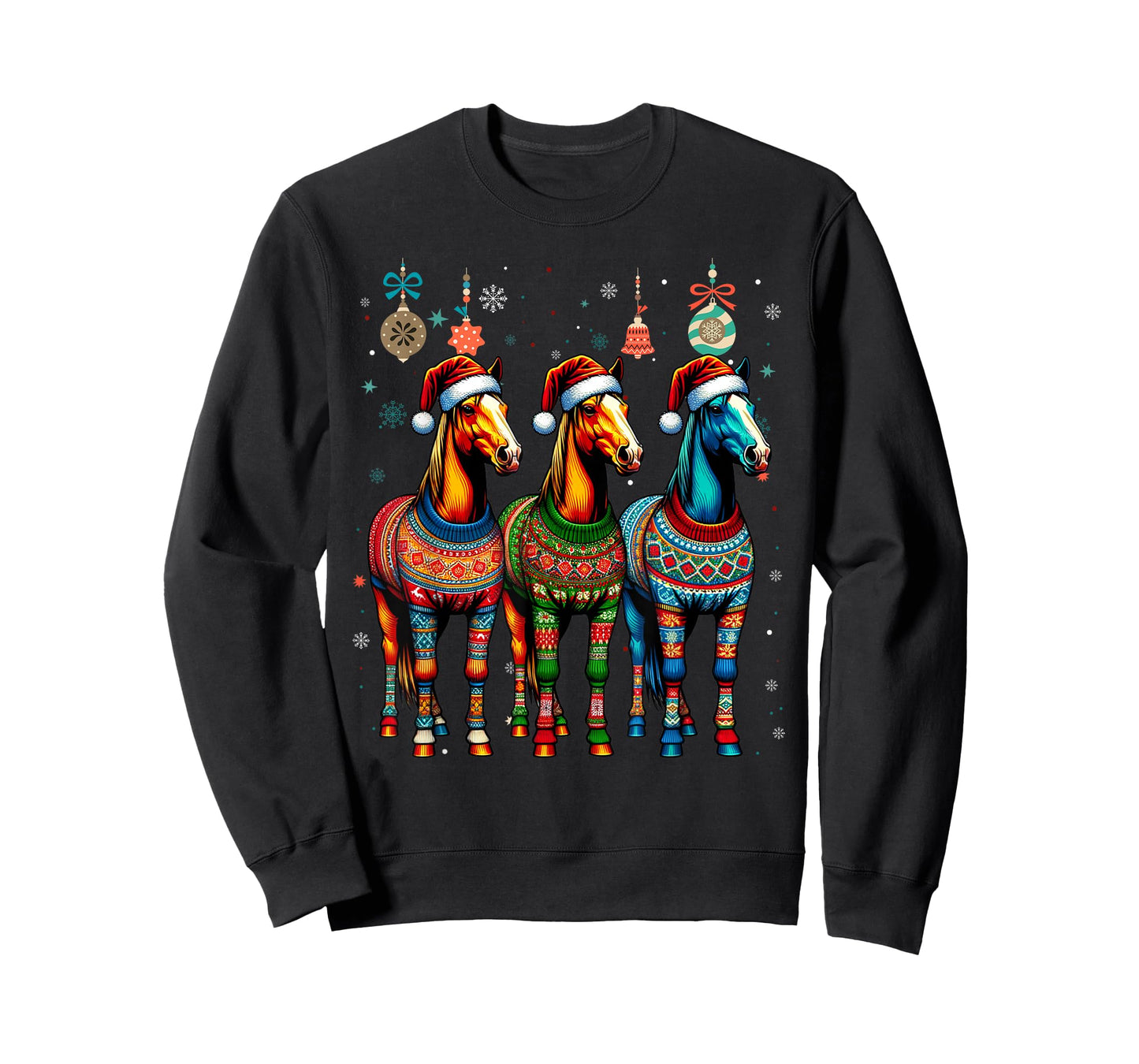Horses Ugly Sweaters Christmas Xmas Women Men Horse Lover T-Shirt