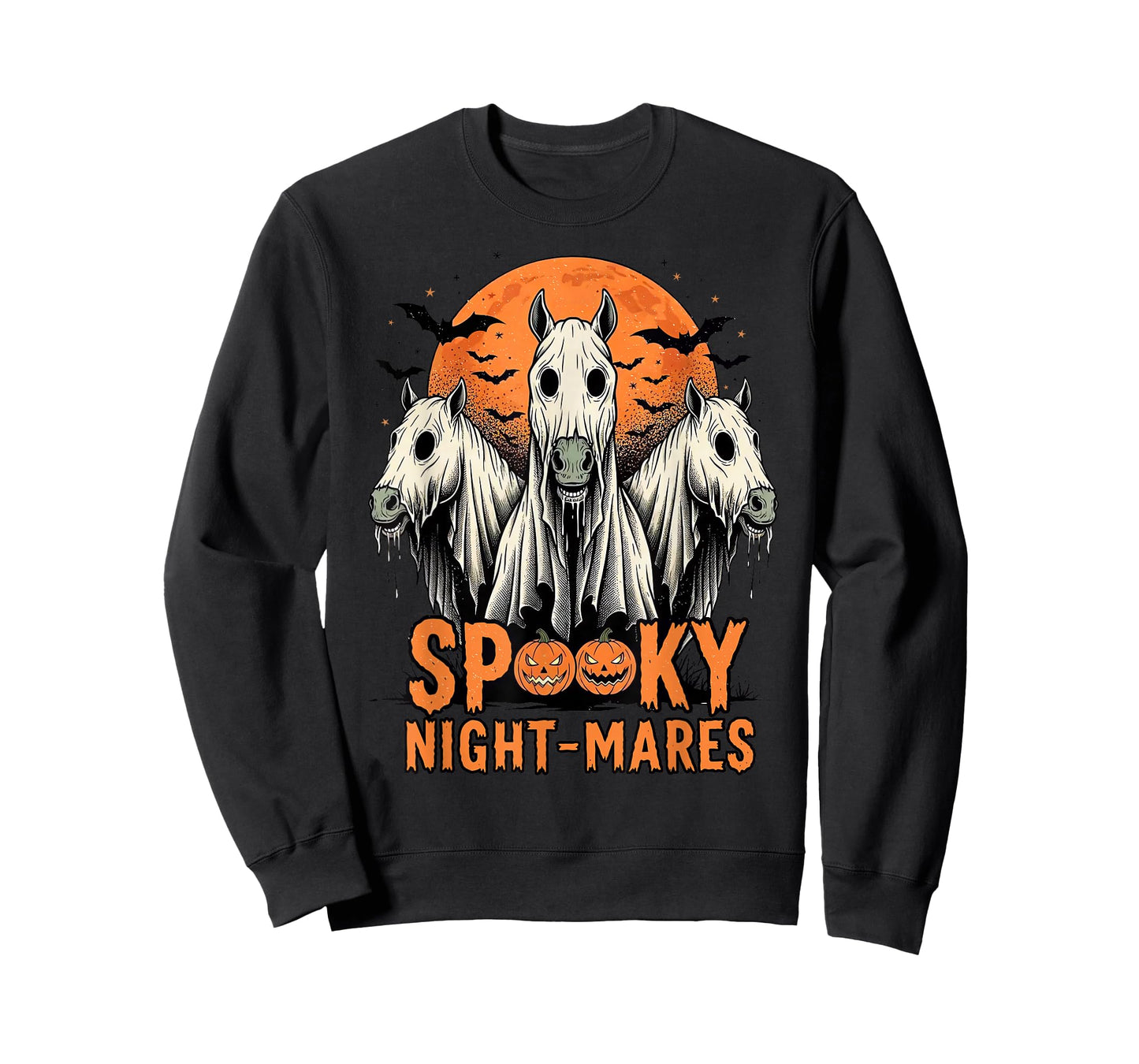 Horror Retro Spooky Night-Mares Horses Boo Ghosts Halloween T-Shirt