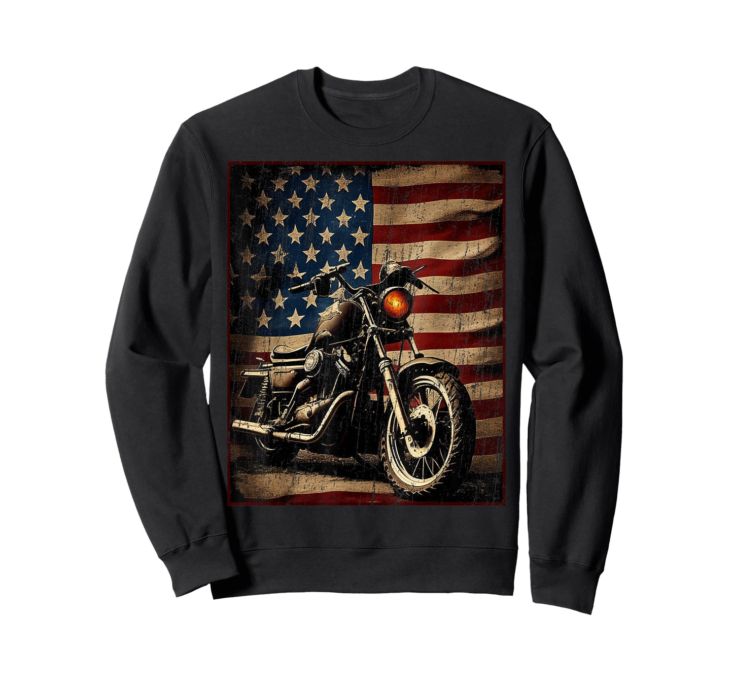 Motorcycle USA Flag Retro Biker T-Shirt