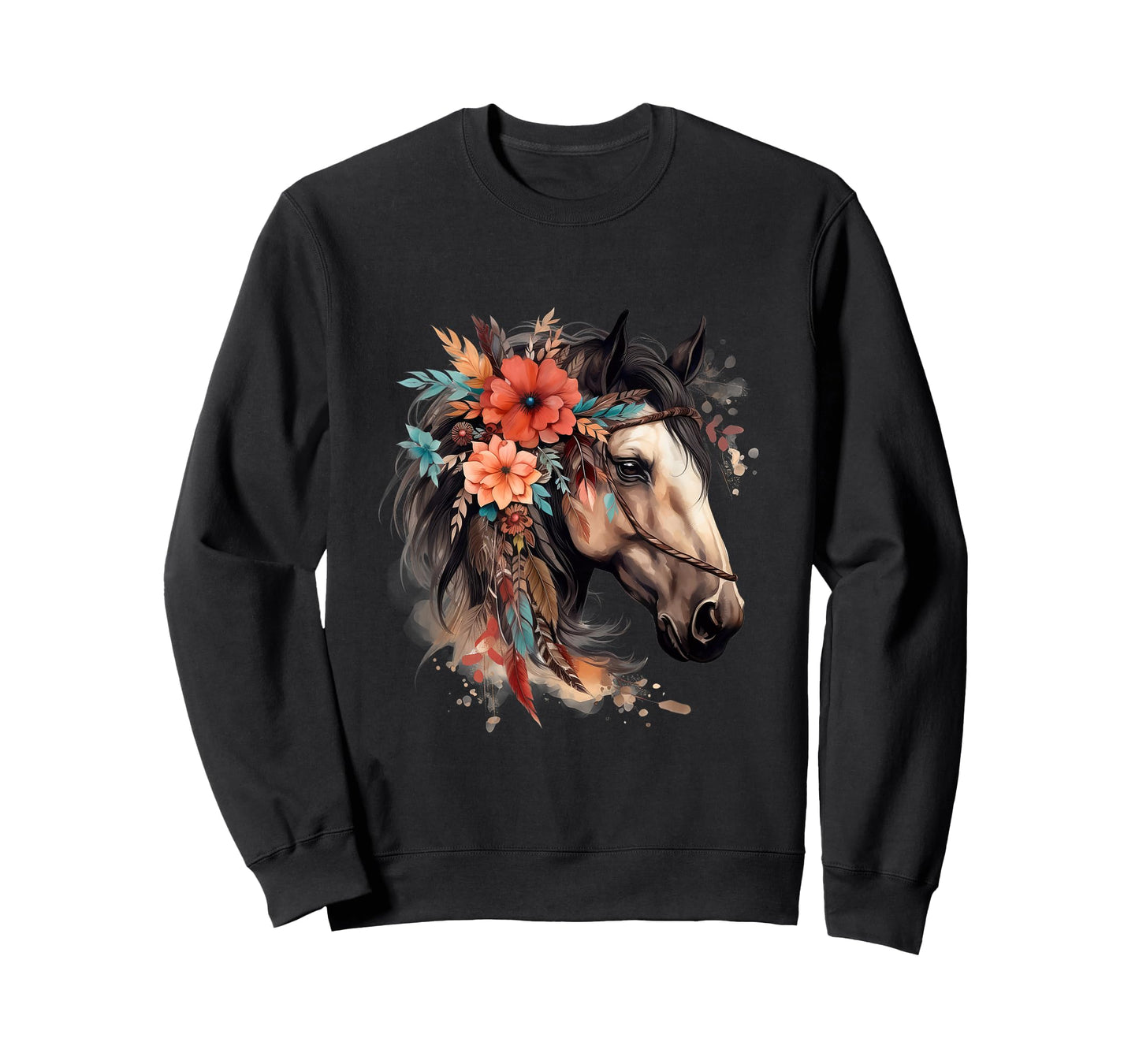 Floral Wild Horse Country Horse Riding T-Shirt