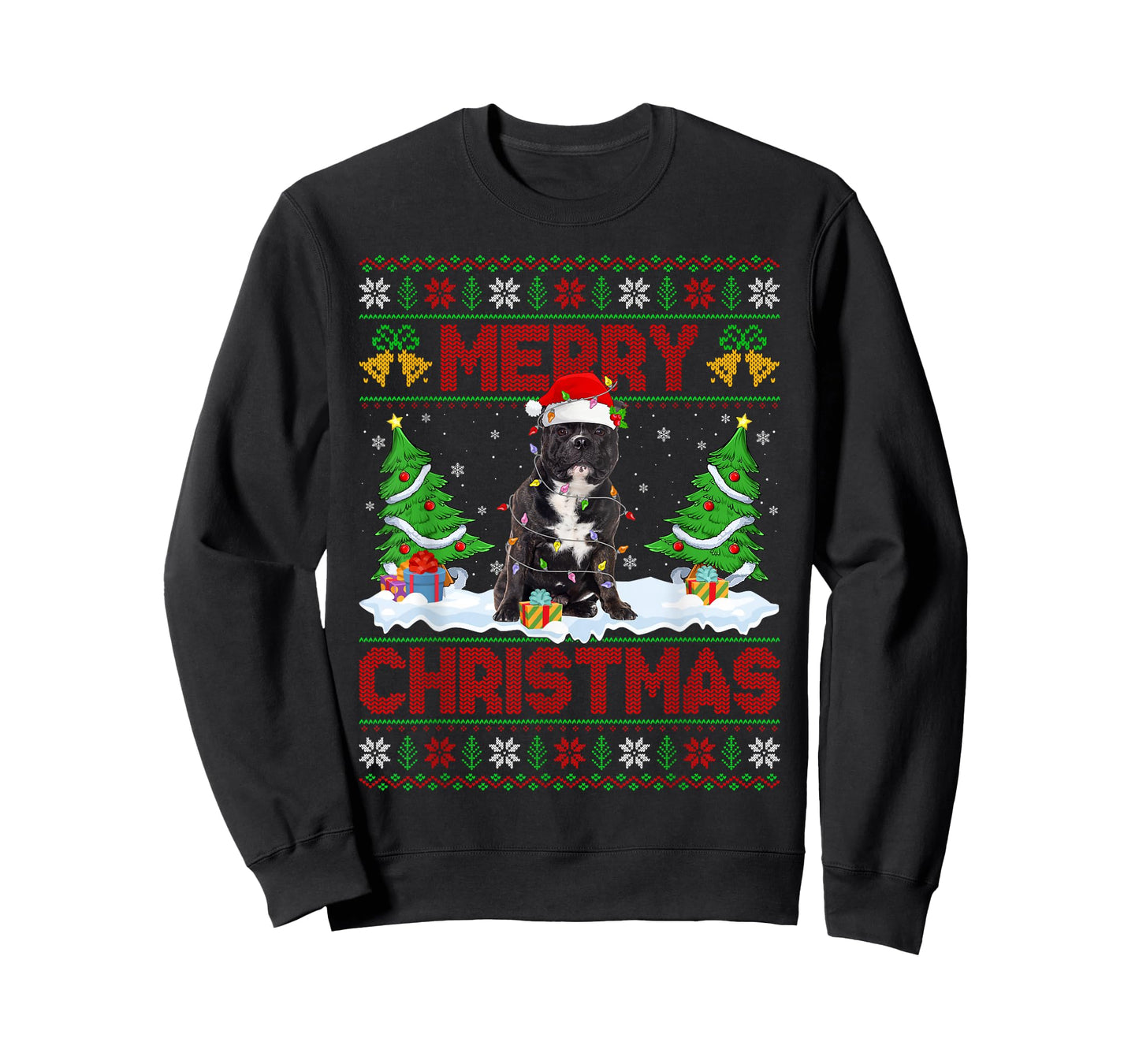 Pitbull Dog Ugly Xmas Sweater Funny Pet Dog Lover Christmas T-Shirt