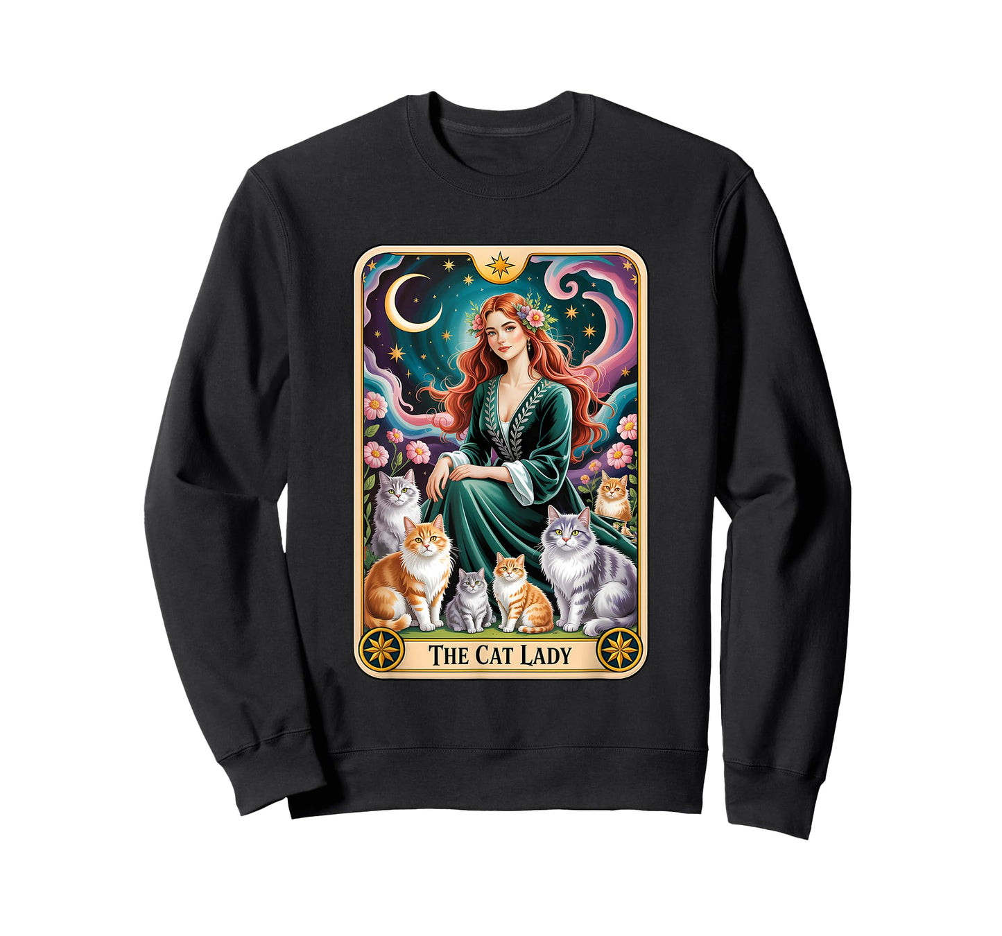 Cat Lady Tarot Card Halloween Witchy Gothic Cat Mom T-Shirt