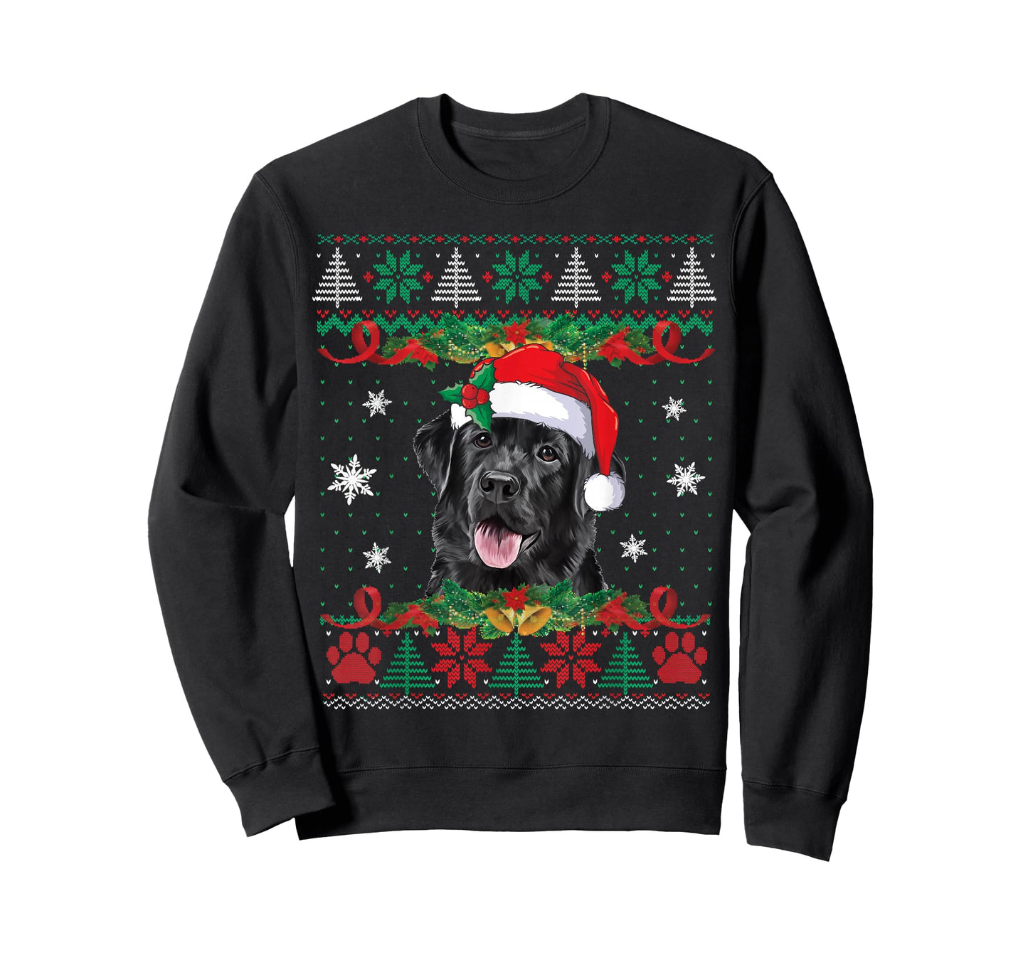 Black Lab Labrador Christmas Santa Hat Dog Ugly Sweater T-Shirt