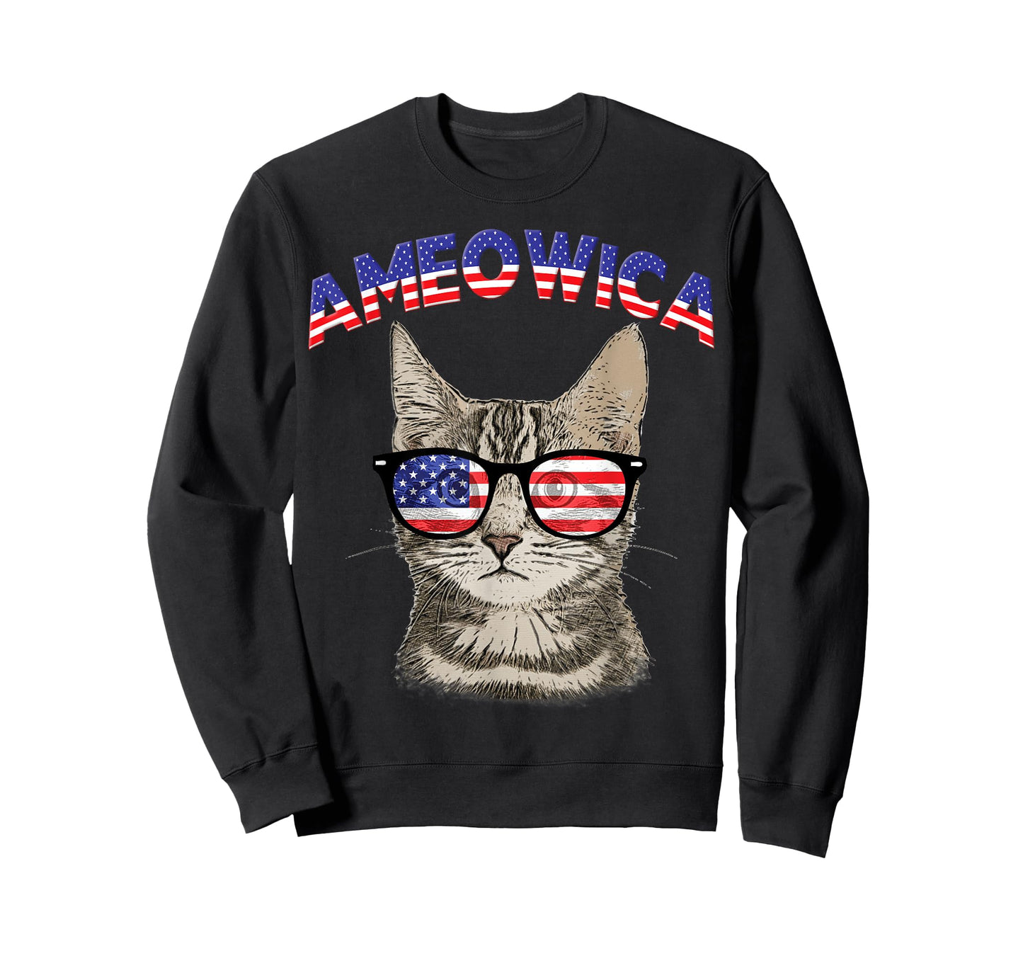 Ameowica USA Cat Kitten Patriotic Sunglasses Funny T-Shirt