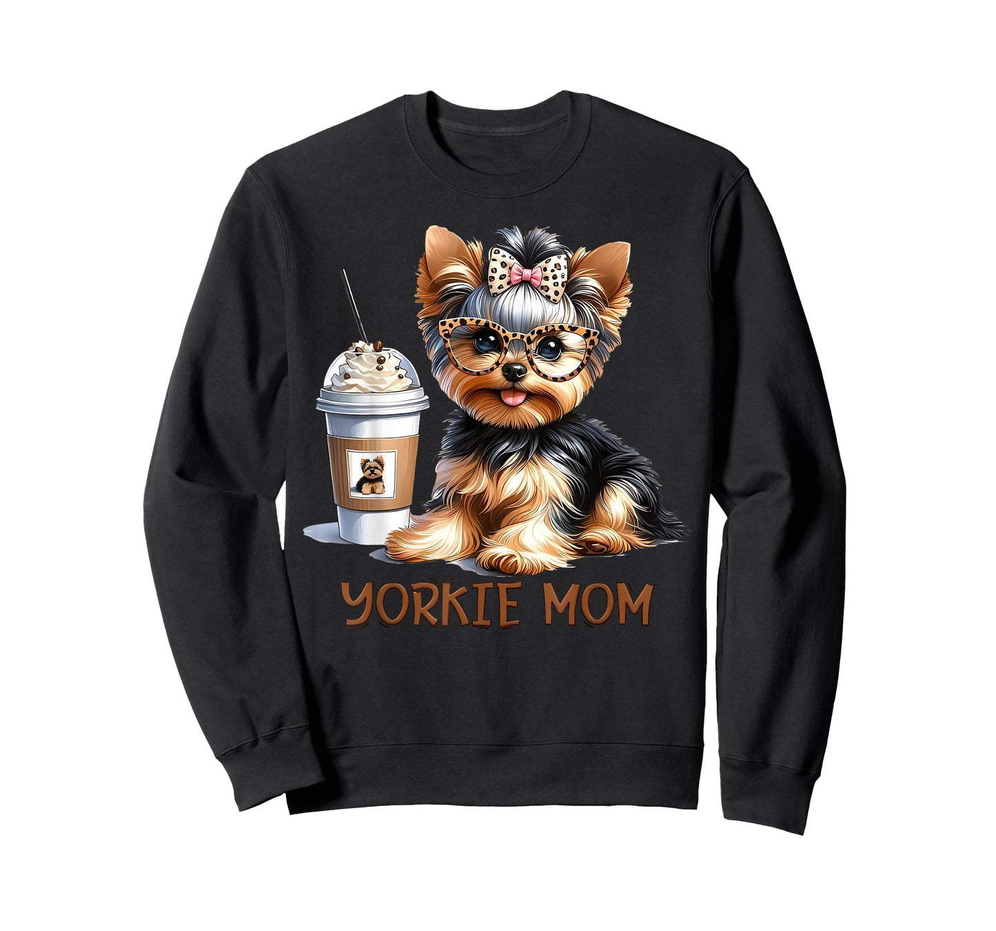 Cute Yorkie Mom Coffee Latte Iced Cream Yorkie Dog Mama T-Shirt