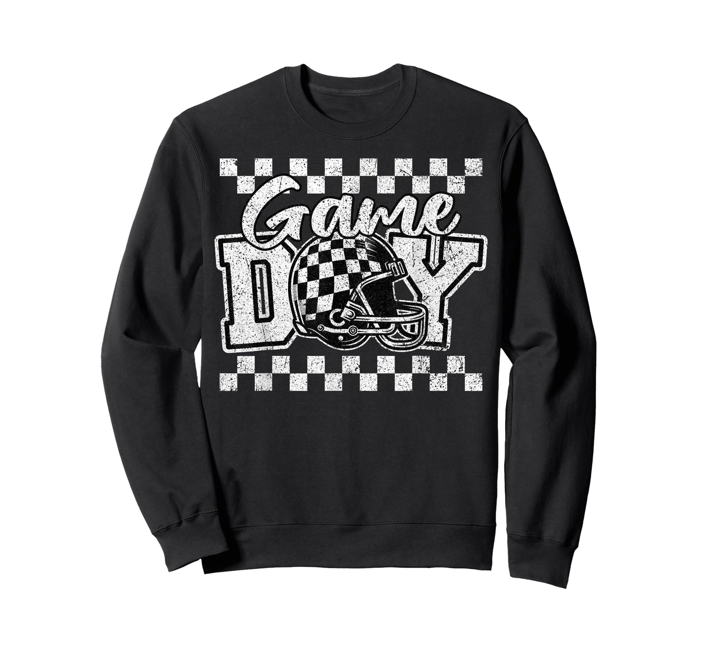 Retro Croquette Black White Checkered Football Game Day T-Shirt