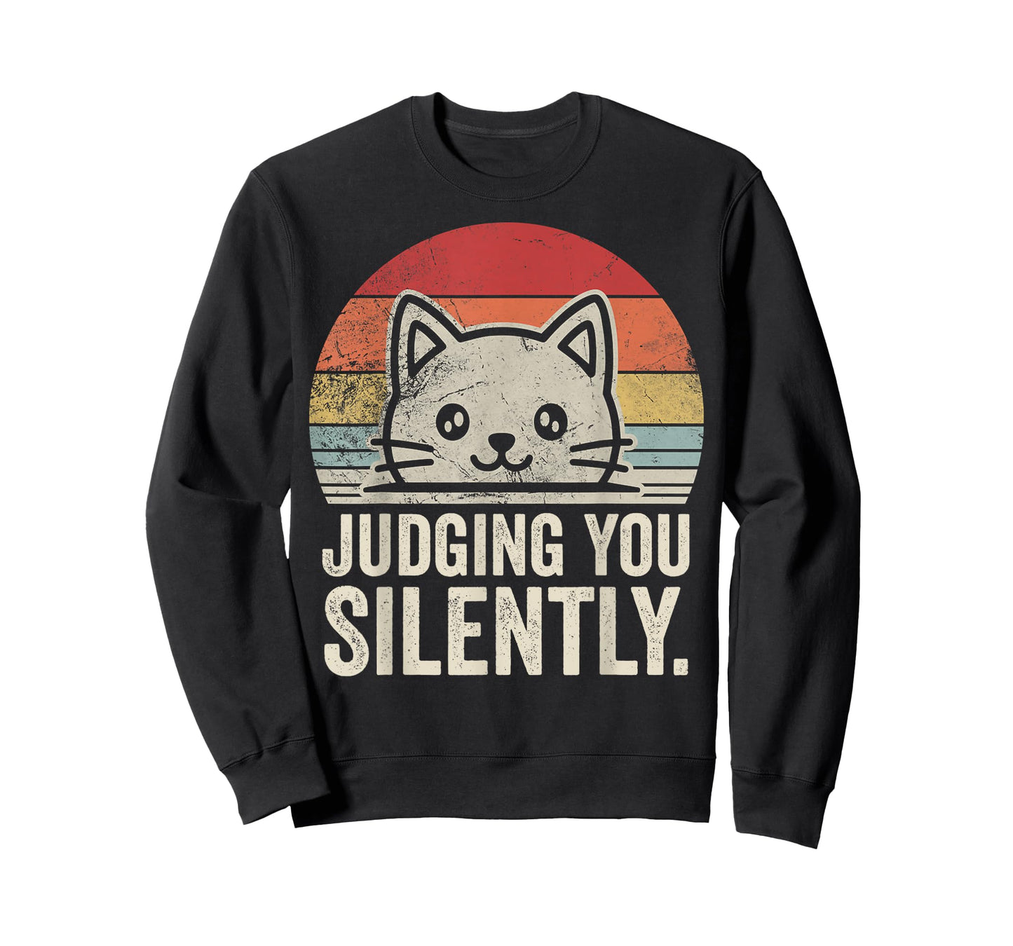 Judging You Silently Funny Cat Retro T-Shirt