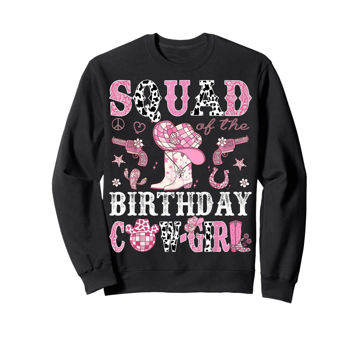 Squad Of The Birthday Cow-Girl Pink Disco Rodeo Western T-Shirt