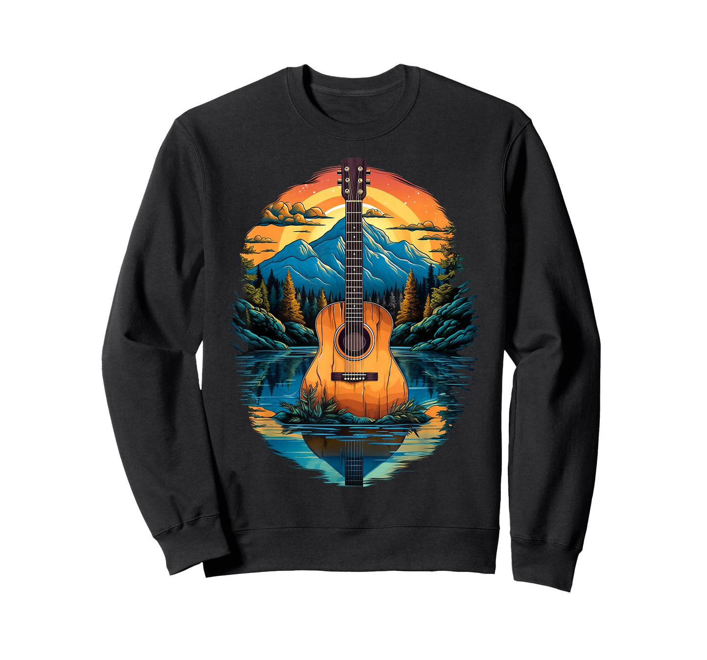 Acoustic Guitar Sunset By The Lake T-Shirt