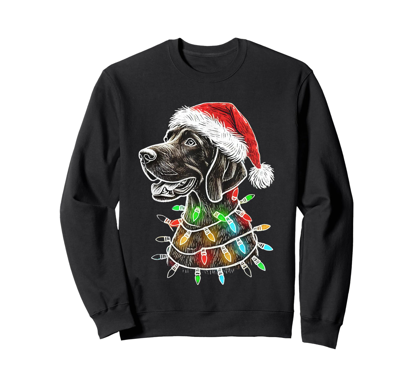 Santa Hat German Shorthaired Christmas Lights Dog's Mom Dad T-Shirt