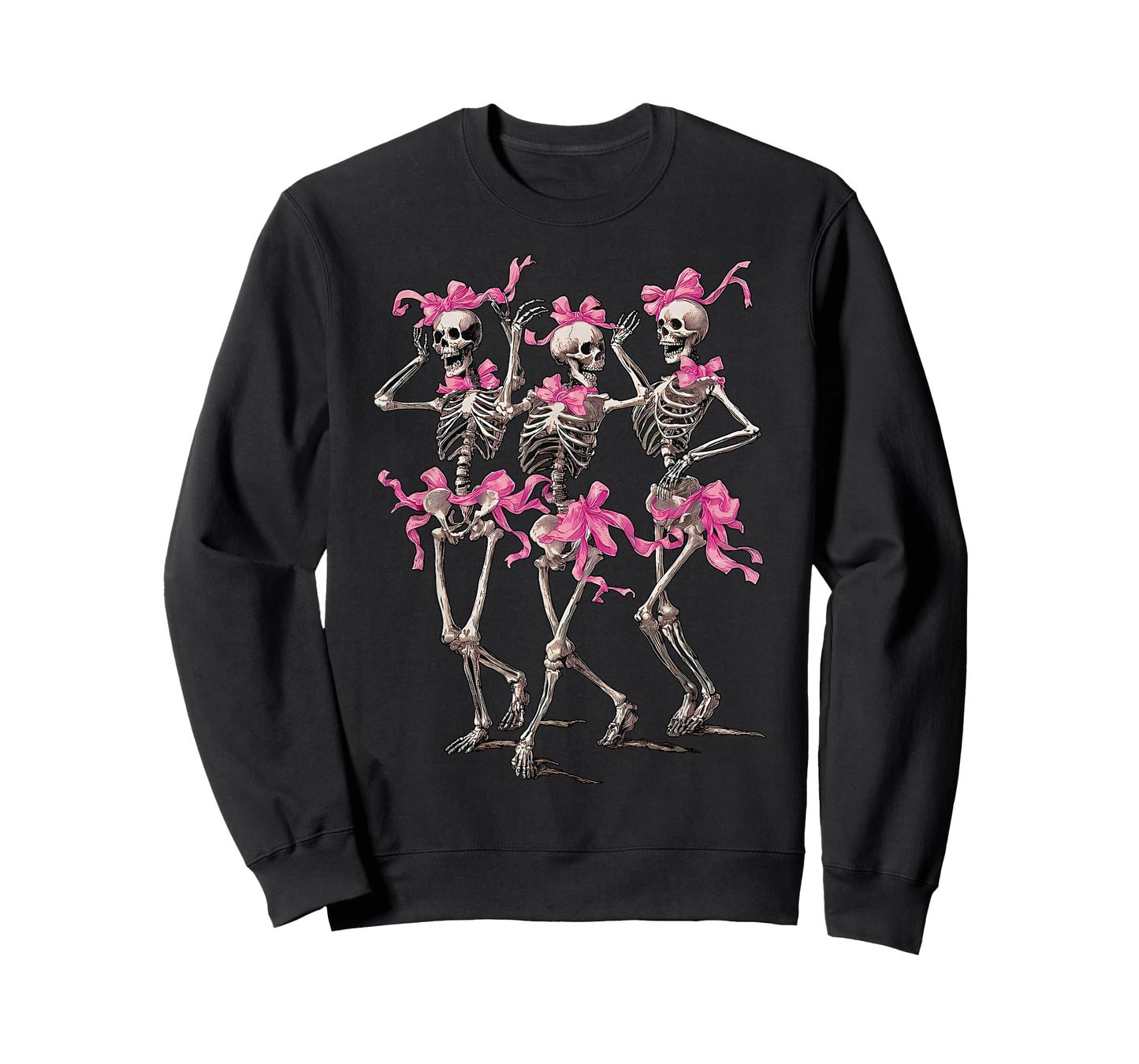 Dancing Skeleton Coquette Pink Bow Halloween Spooky Season T-Shirt