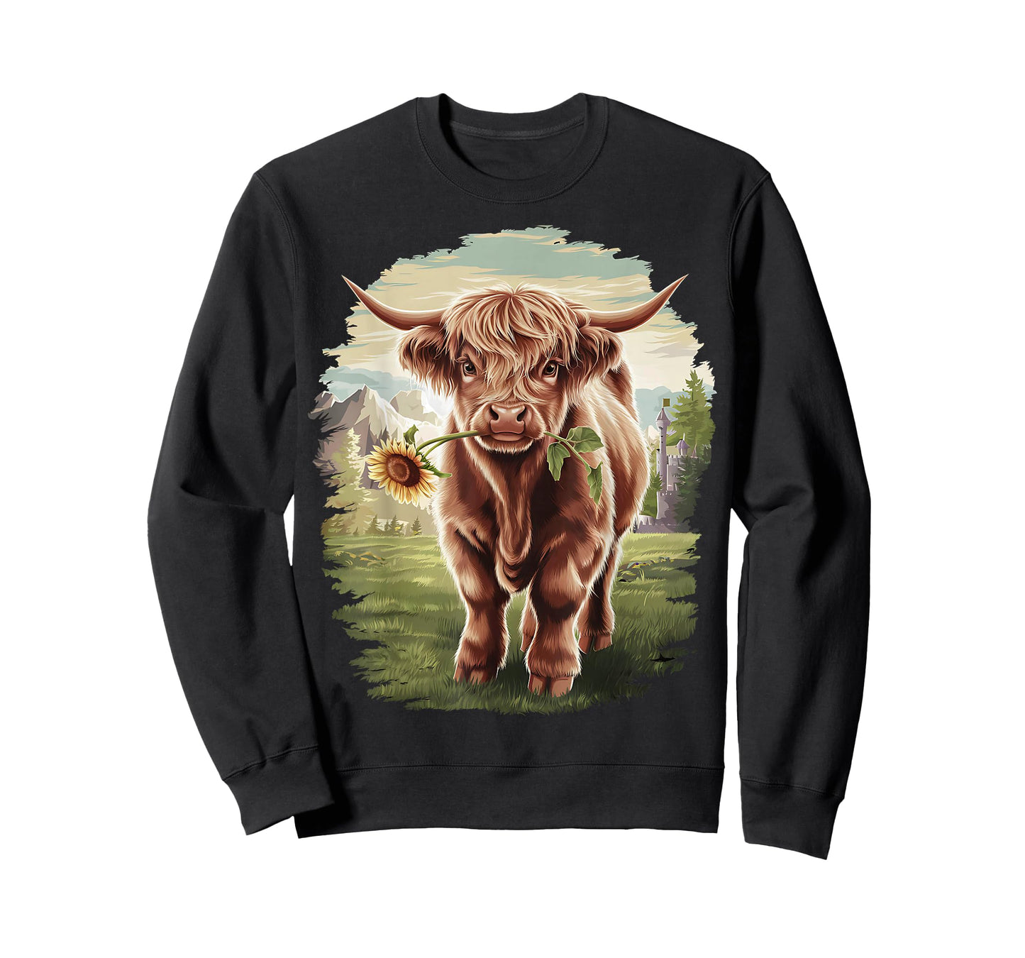 Western Farmer Animal Country Girls sunflower Highland Cow T-Shirt