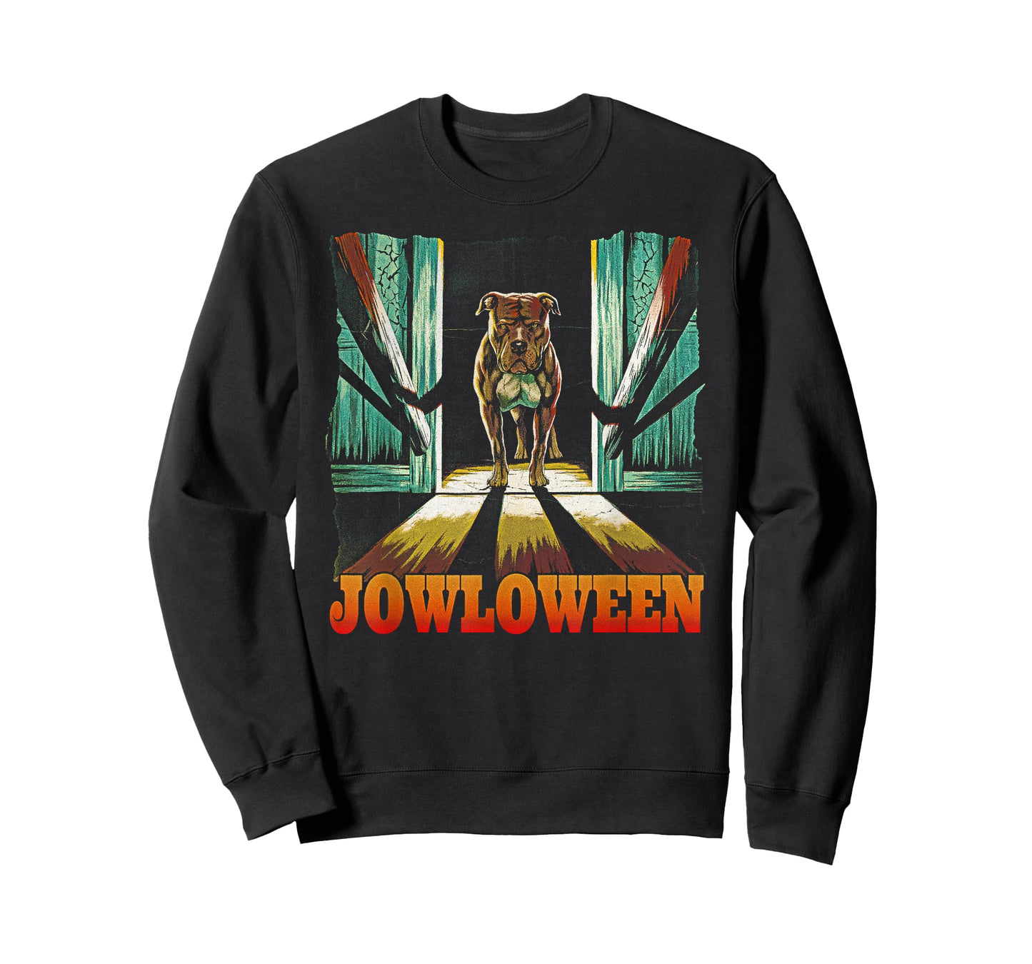 Funny Pitbull Jowls Spooky Halloween Pittie Dog Mom Dog Dad T-Shirt for Men Women