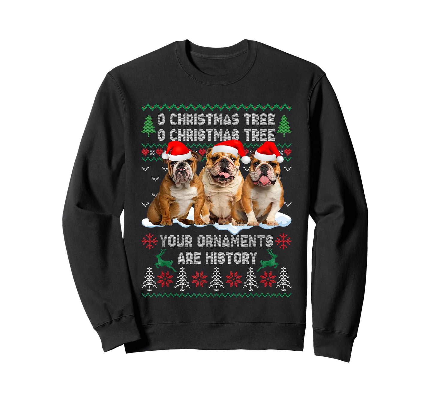 Cute English Bulldog Dog Oh Christmas Tree Ugly Xmas T-Shirt for Men Women Kids