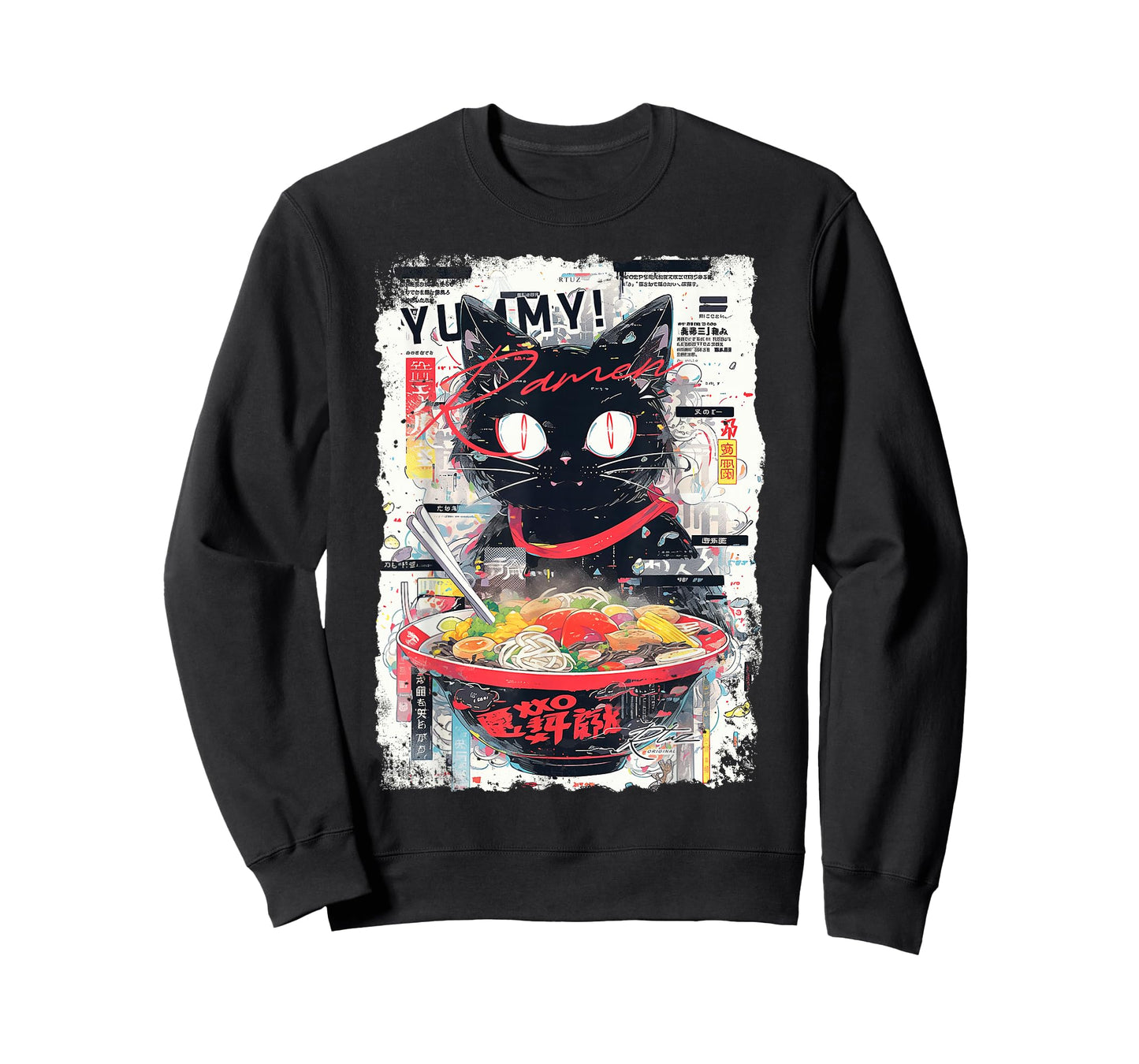 Ramen Noodles Cat Japan Y2K Kawaii Retro Cats Manga Anime T-Shirt