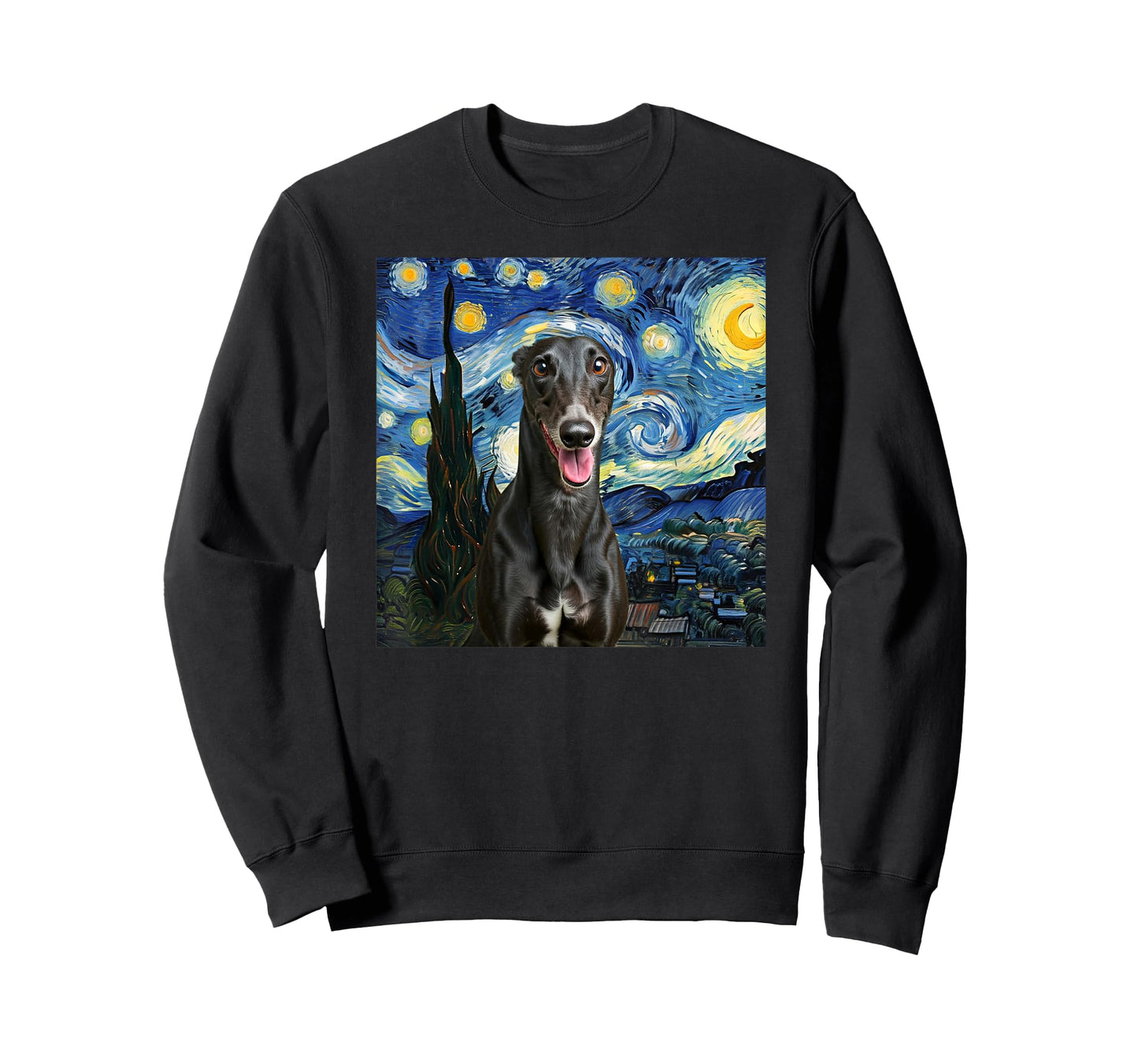 Black Greyhound Starry Night Dog Lover Gift T-Shirt