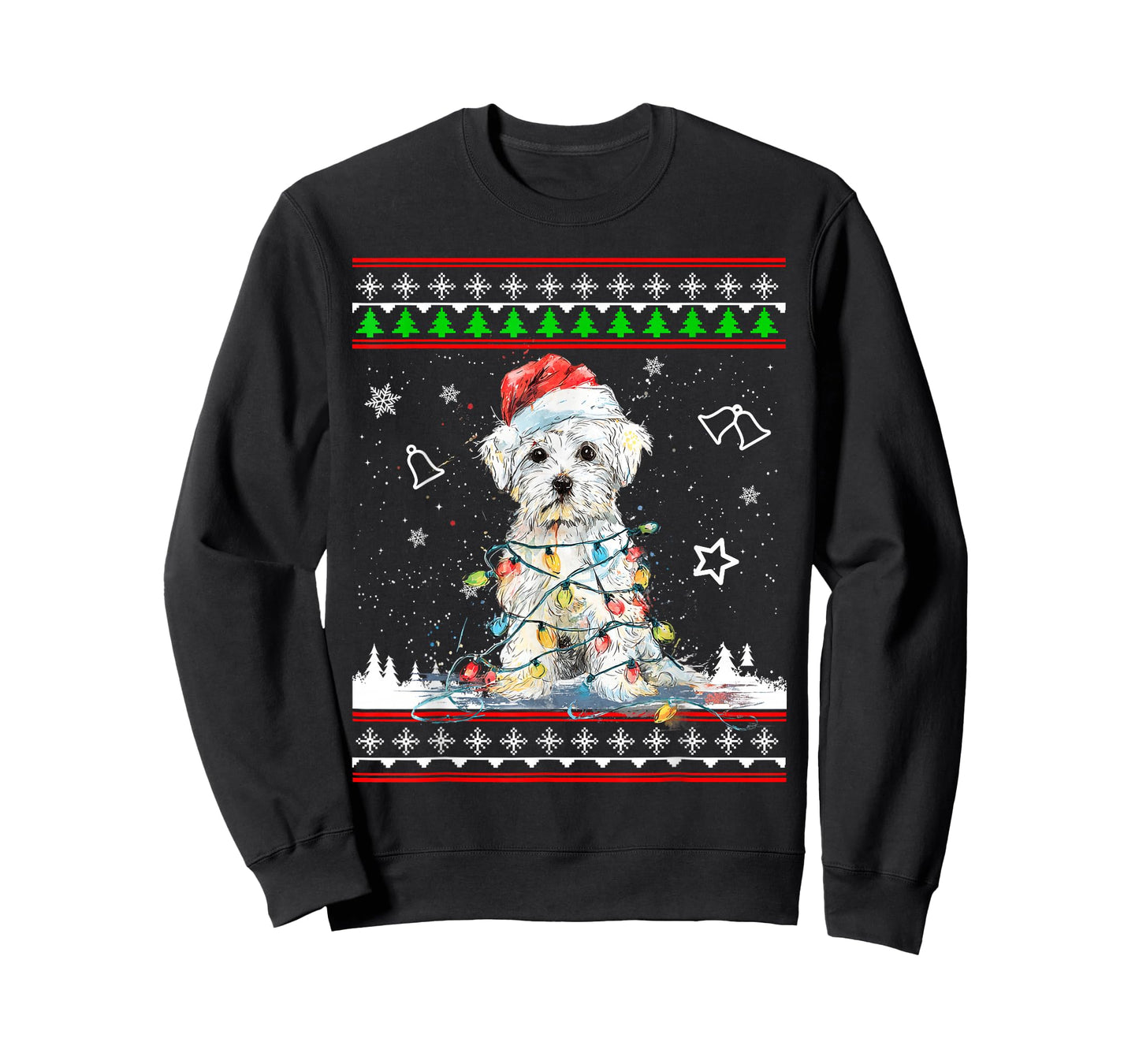 Maltese Christmas Ugly Sweater Funny Dog Xmas T-Shirt