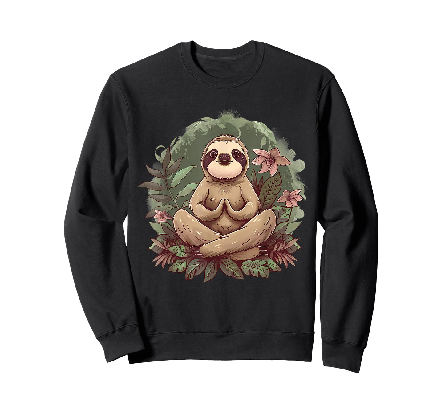 Sloth Meditation Spirituality Buddha Buddhist Floral Yoga T-Shirt