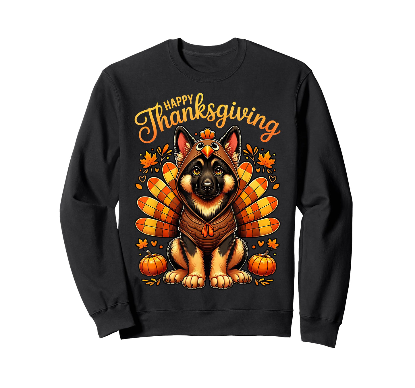 Happy Thanksgiving German Shepherd Dog Turkey Day Fall T-Shirt