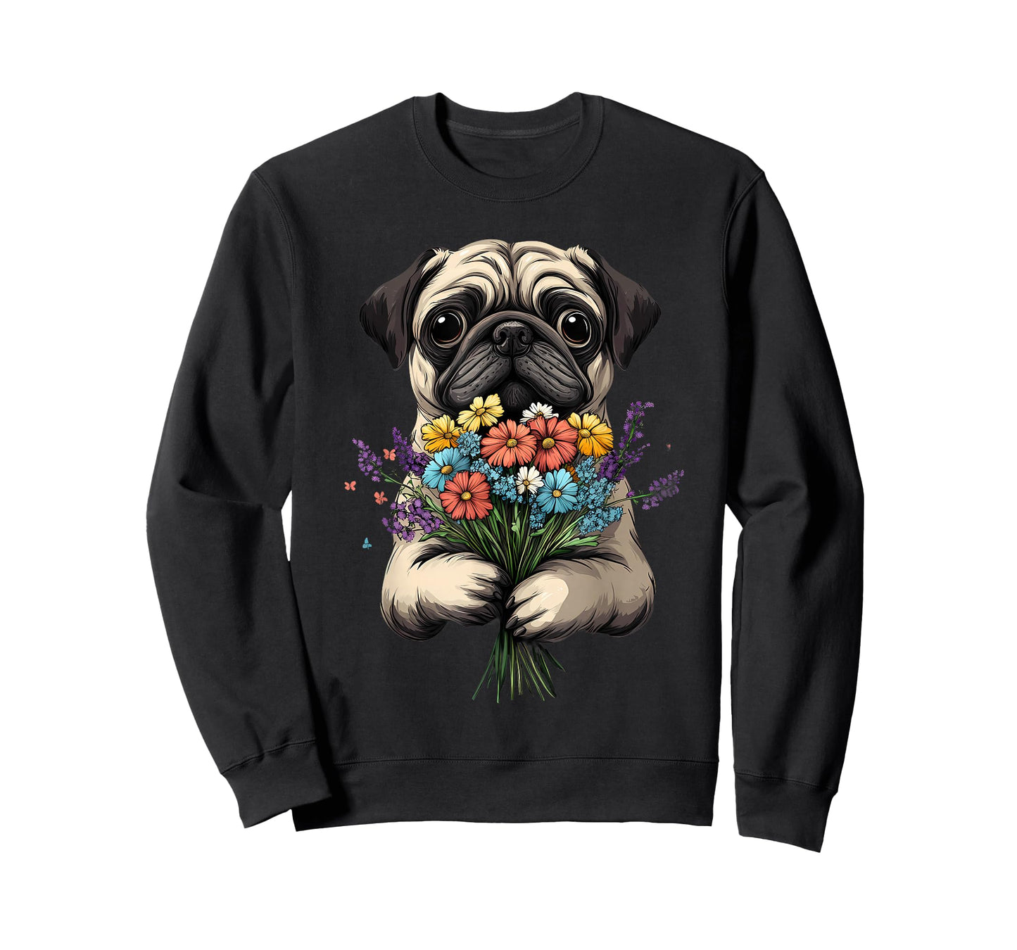 Pug Dog Face Colorful Portrait Animal Cute Pug Lover T-Shirt