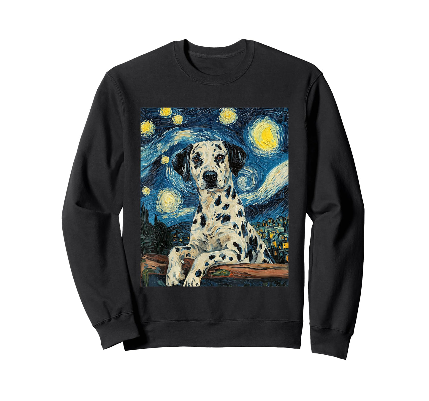 Cute Dalmatian Dog Doggy - Van Gogh Style - Starry Night T-Shirt