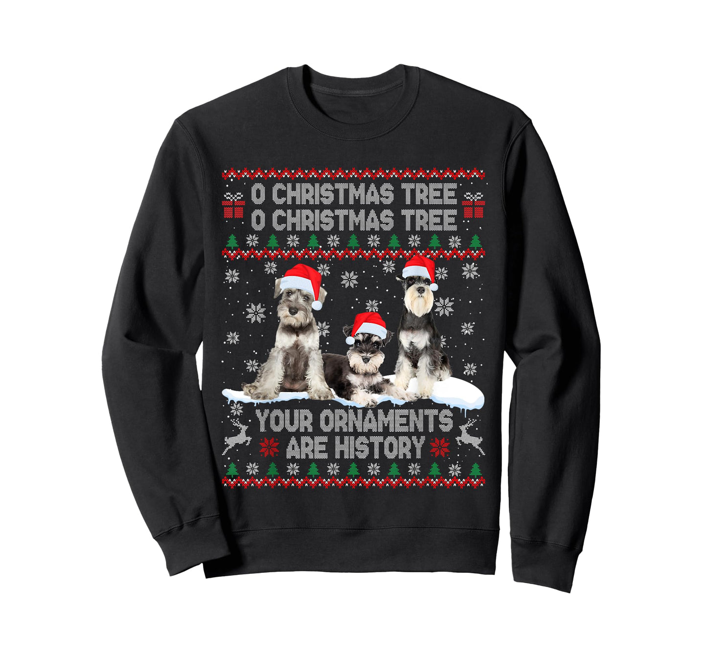 Schnauzer Dog Ugly Sweater Christmas Light Xmas Pajama T-Shirt