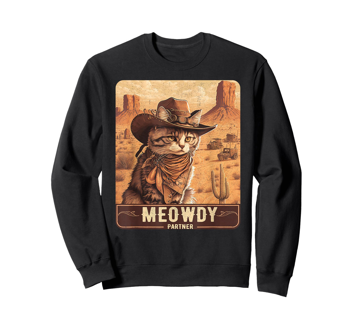Meowdy! Funny Country Music Cat Cowboy Hat Poster Funny T-Shirt