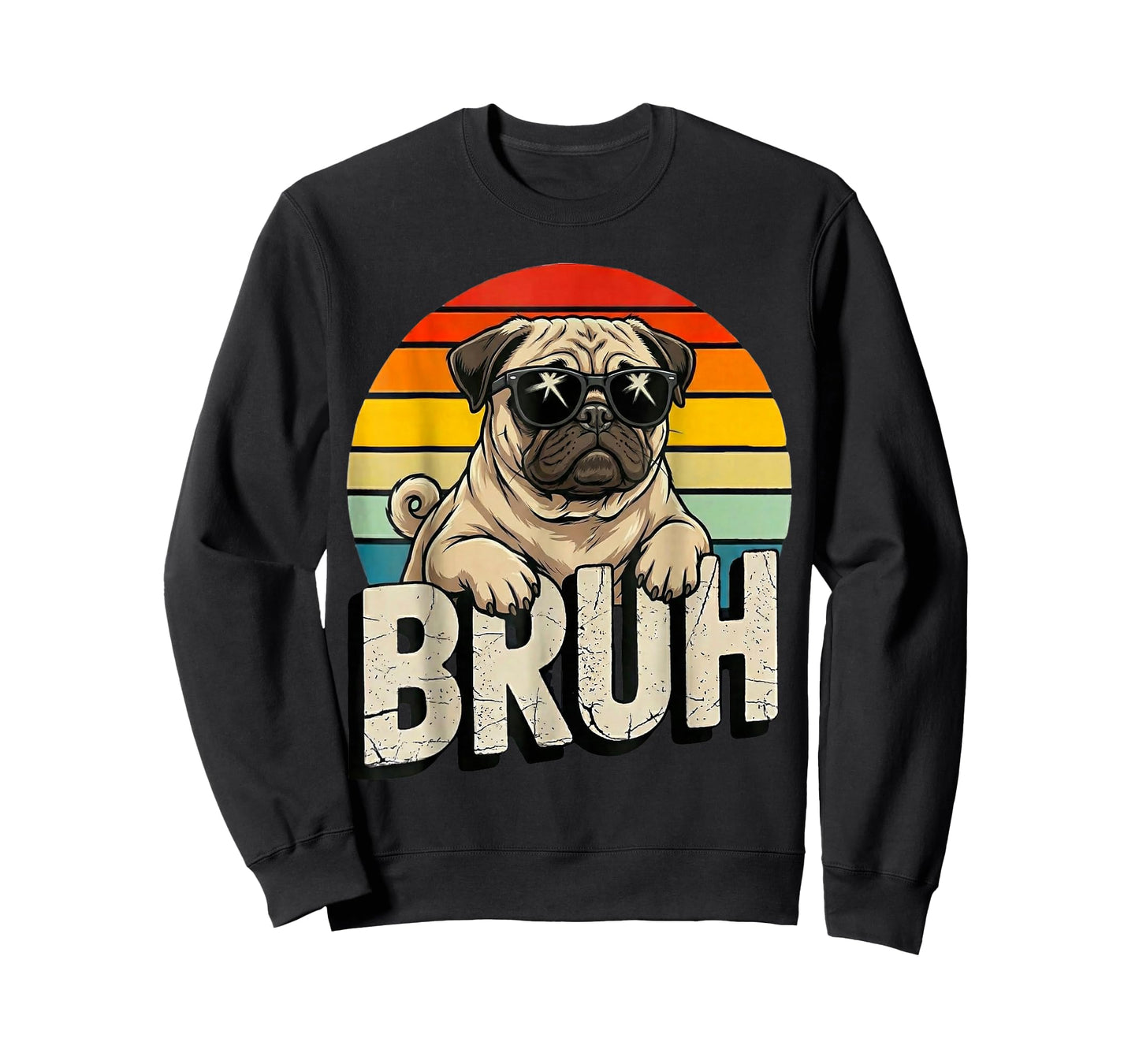 Pug says BruhAdorable Dog Funny Humor Fashion Meme Lover T-Shirt