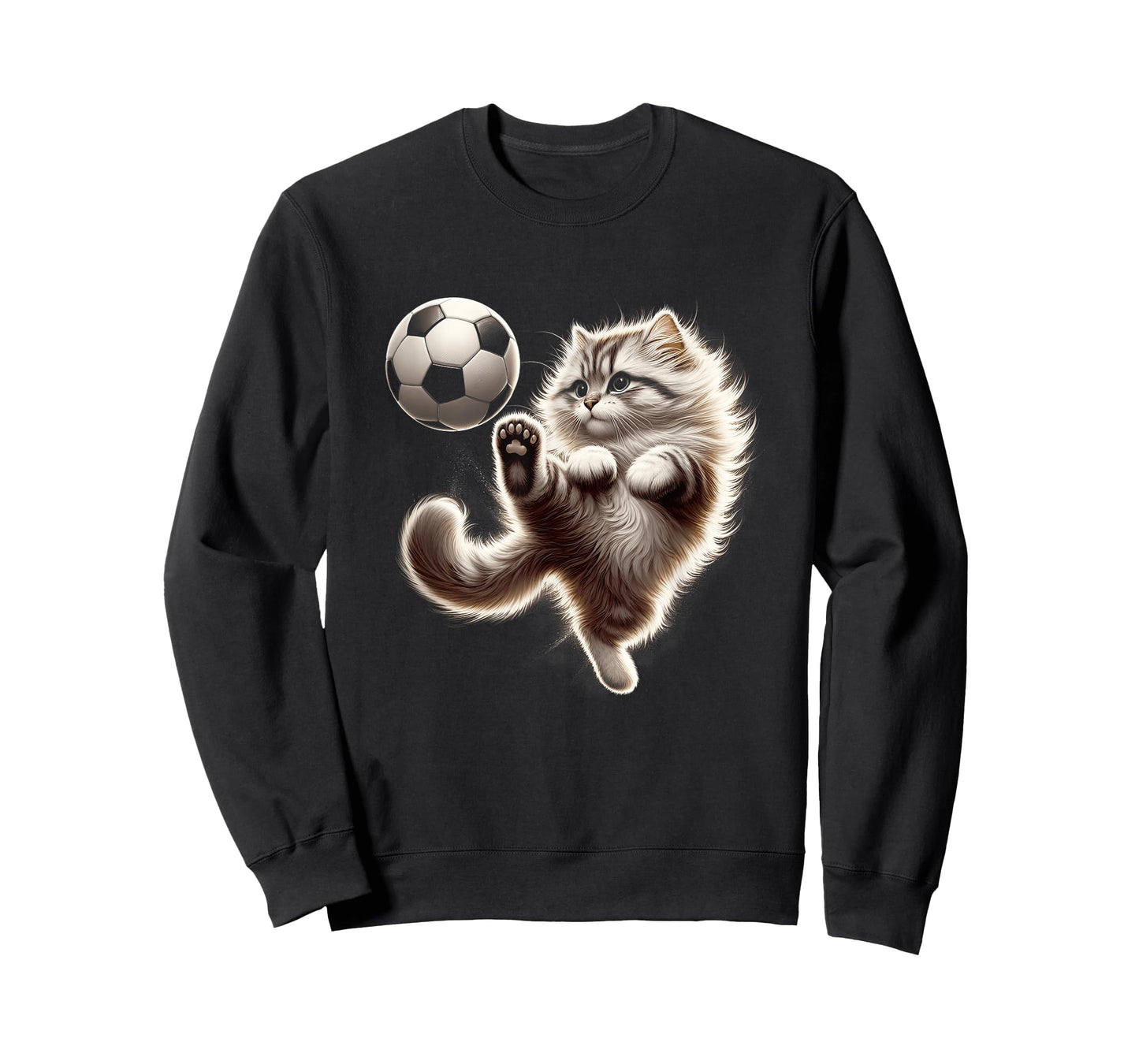 Funny Cat Soccer Ball Cat Playing Soccer Meme Sport T-Shirt for Men Women Kids