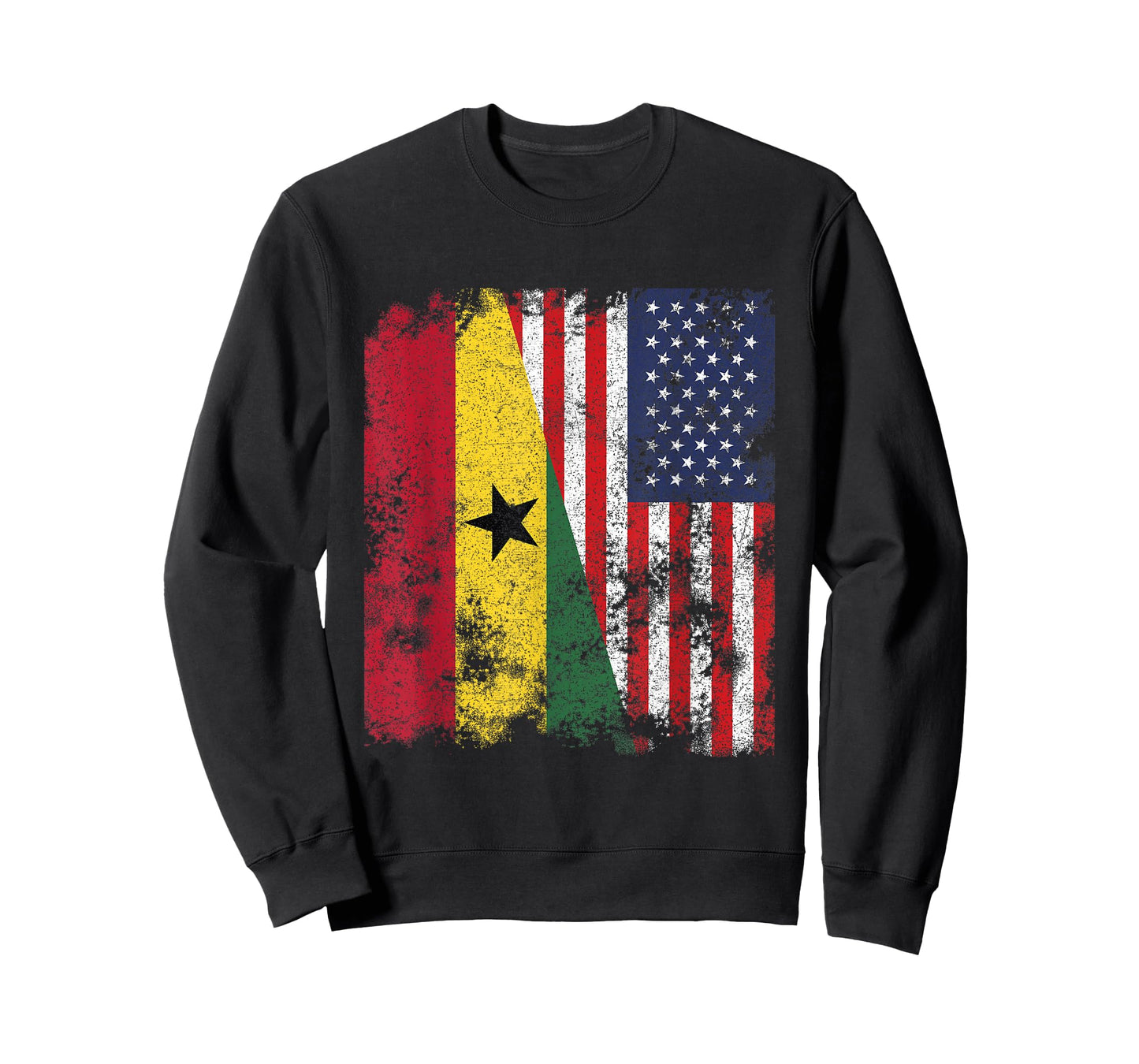 Ghana USA Flag Distressed - Half American T-Shirt