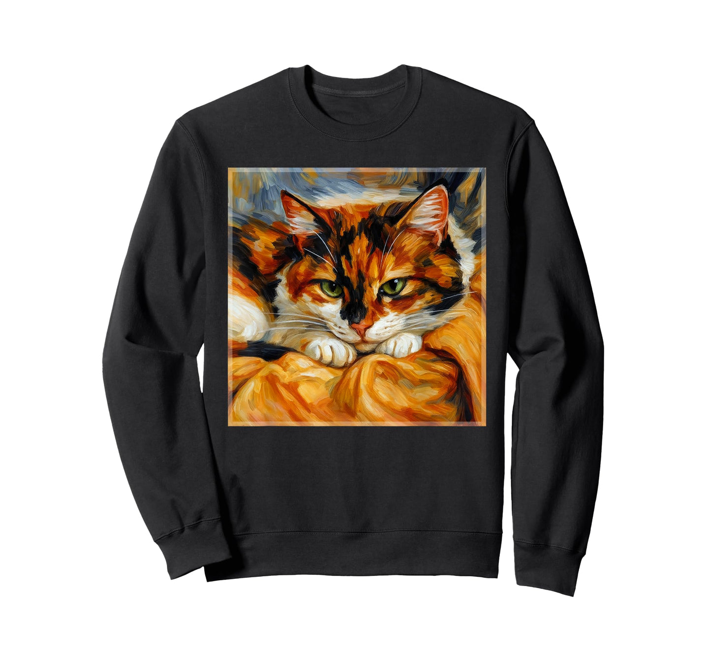 Cozy Calico Cat Mom Dad Impressionistic Romantic Painterly T-Shirt