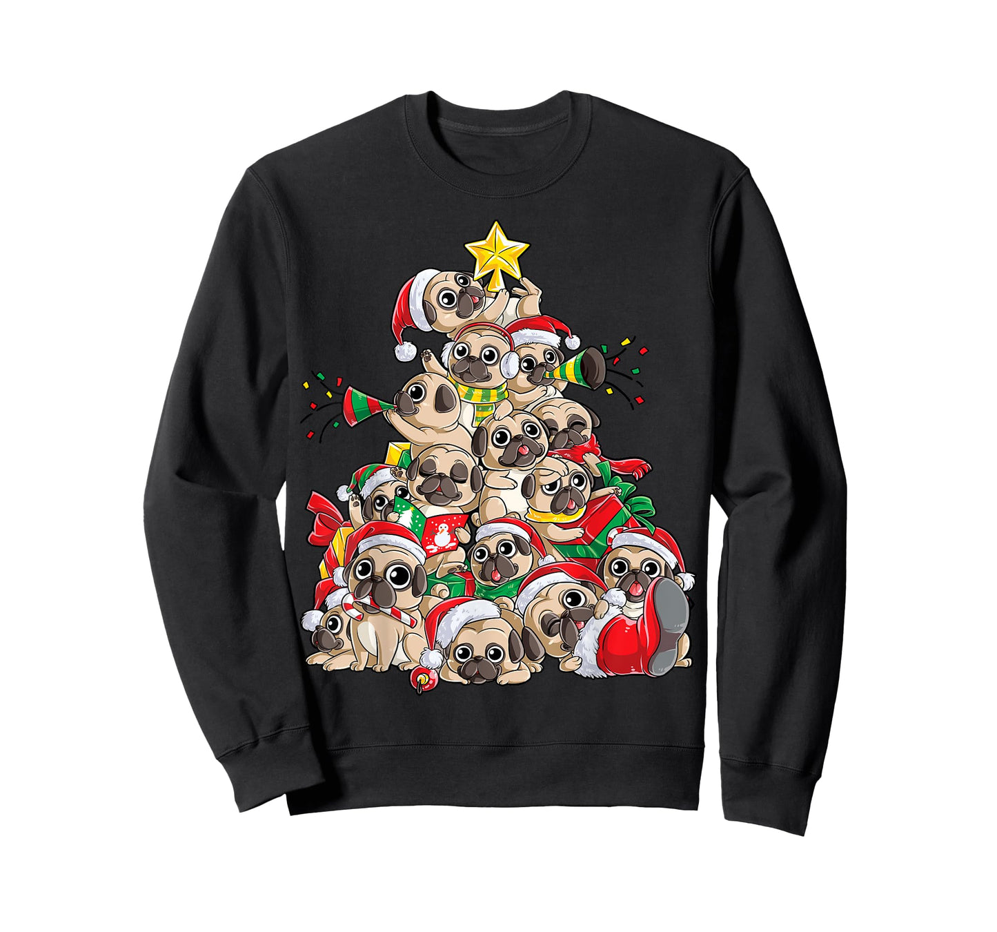 Pug Christmas Tree Dog Santa Xmas Boys Girls Merry Dogmas T-Shirt
