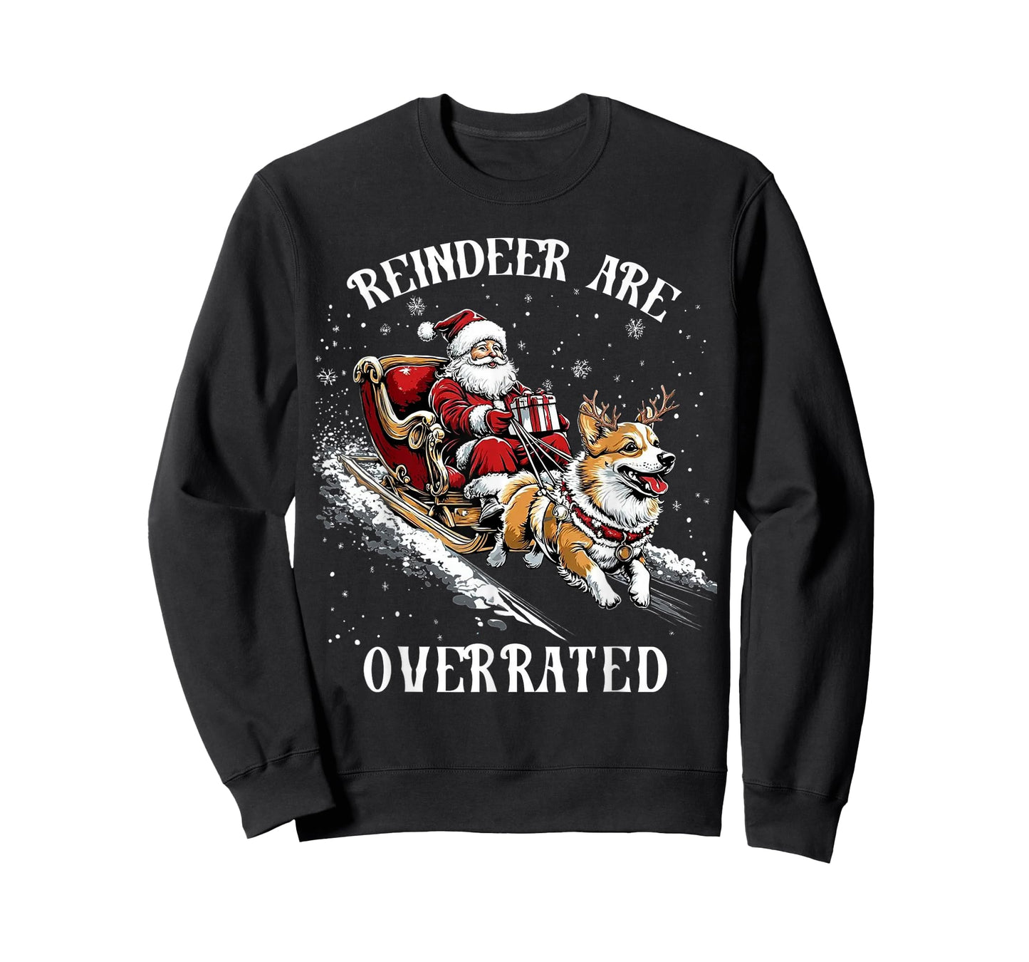 Funny Reindeer are Overrated Corgi Sleigh Christmas Santa T-Shirt