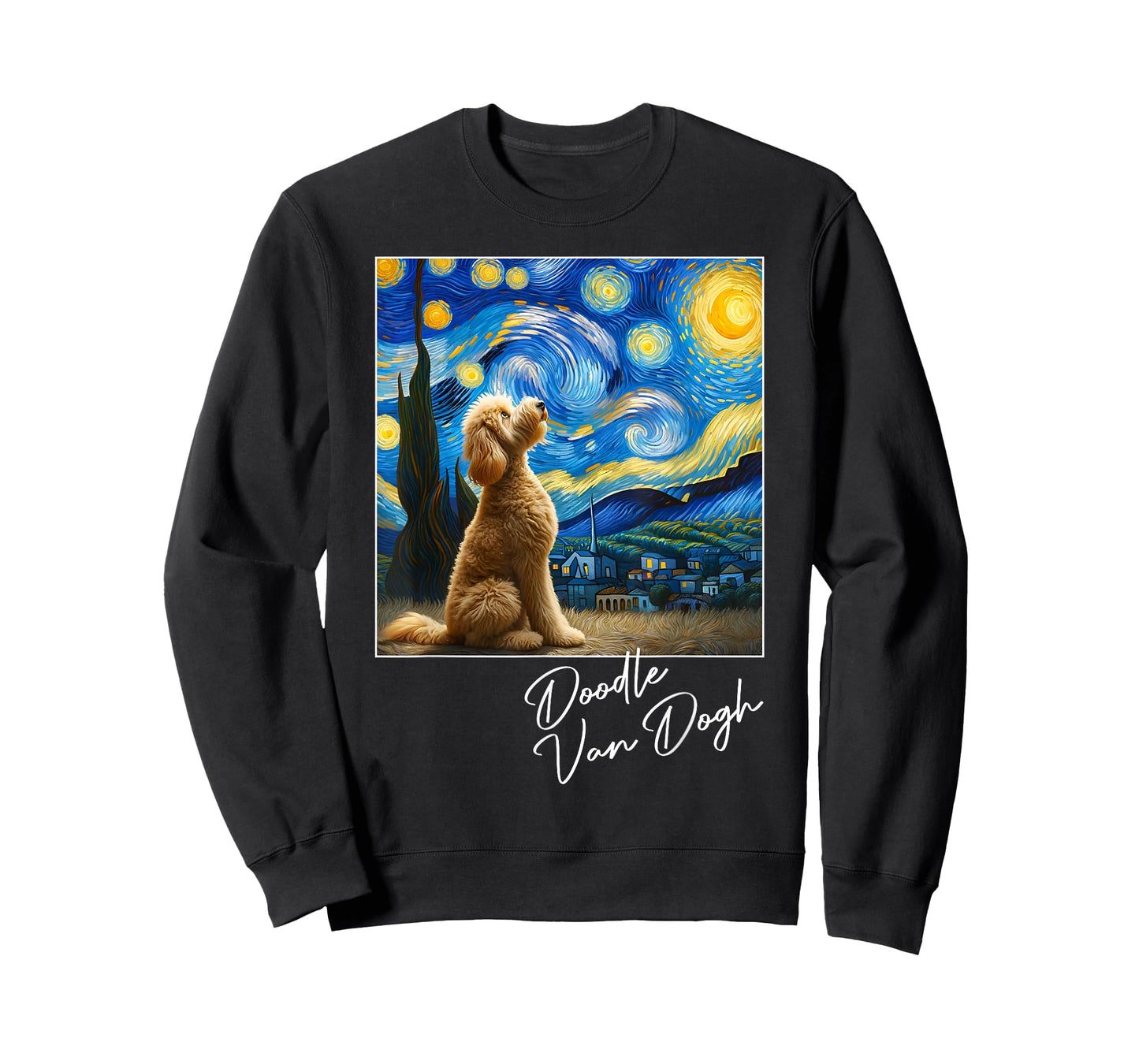 Van Gogh Starry Night Goldendoodle Dog Art Golden Doodle Dog T-Shirt