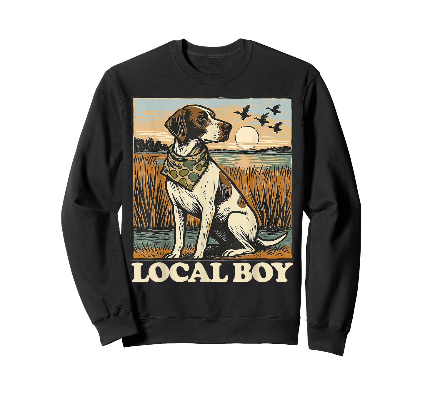 Local Boy GSP Pointer Hunting Dog Marsh Scene Sunset Vintage T-Shirt