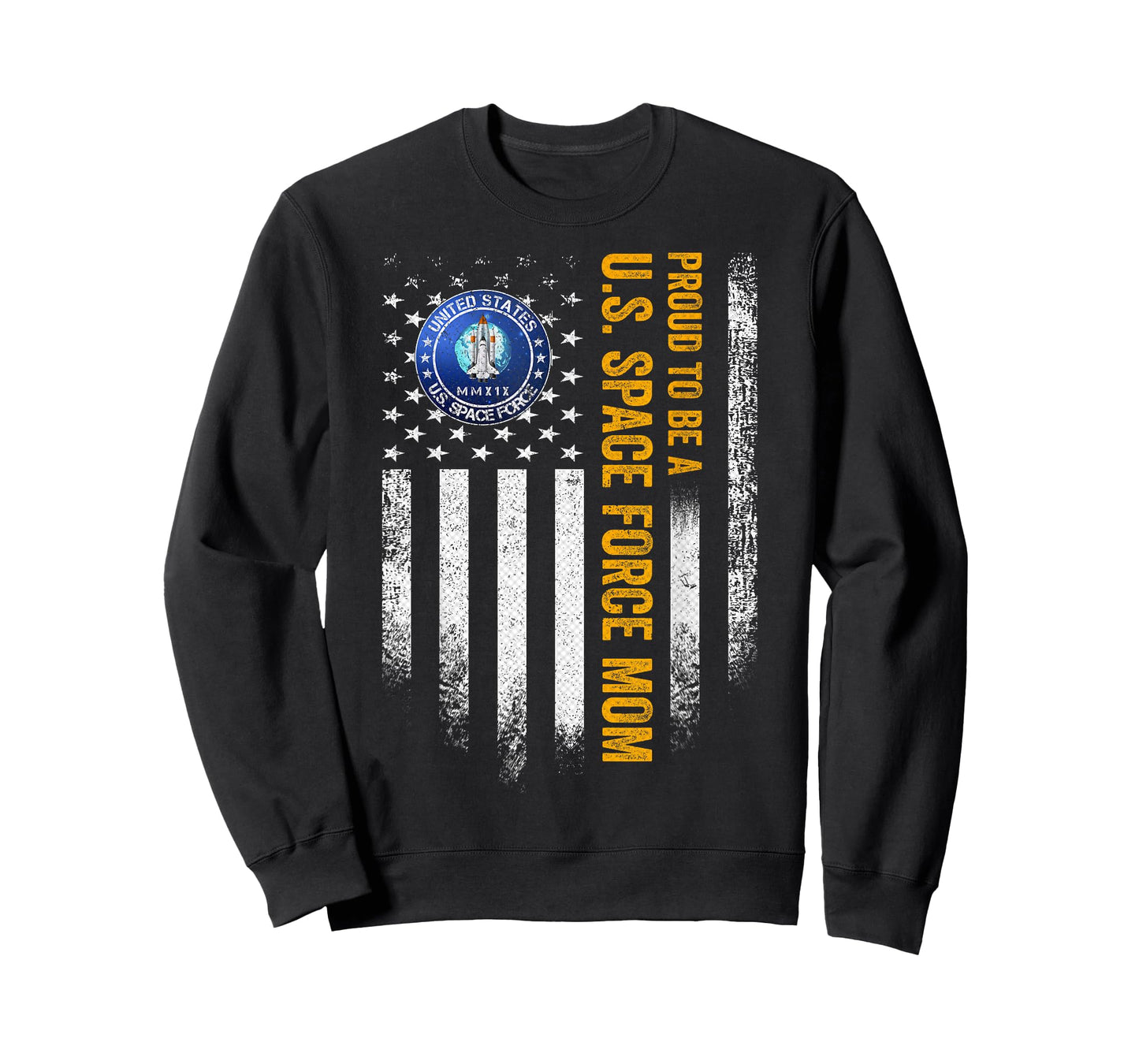 Vintage USA American Flag Proud To Be A US Space Force Mom T-Shirt
