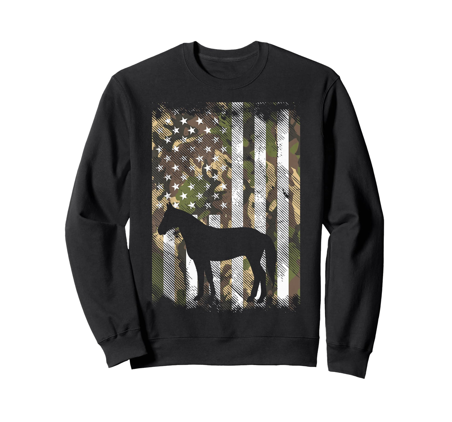 Camo American Flag Horse Vintage Riding Patriotic Equestrian T-Shirt