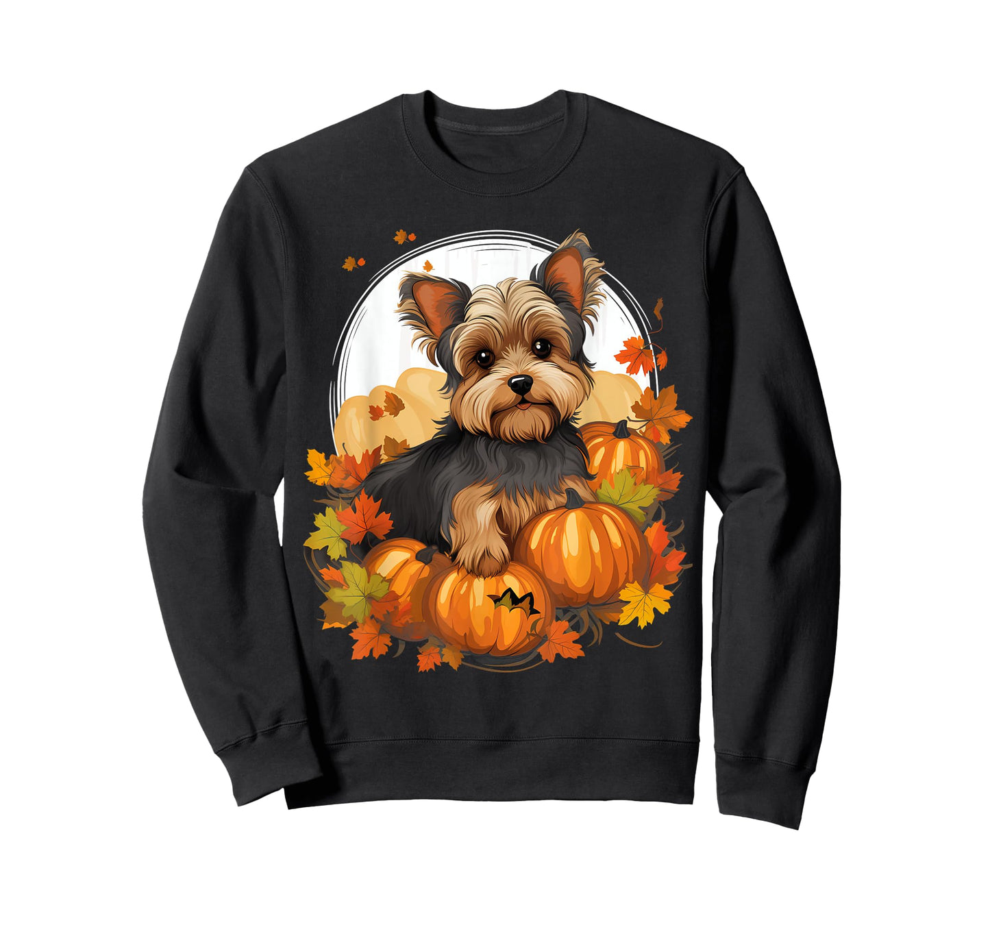 Pumpkin Yorkie Dog Halloween Thanksgiving T-Shirt