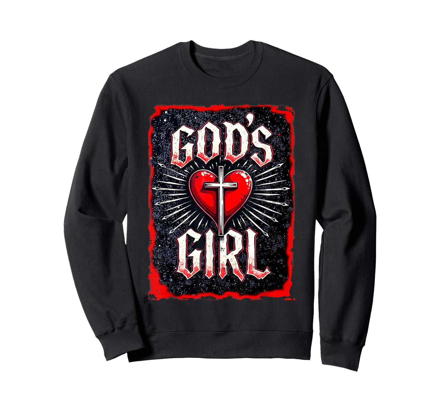God's Girl Christian Cross Heart Grunge Style T-Shirt