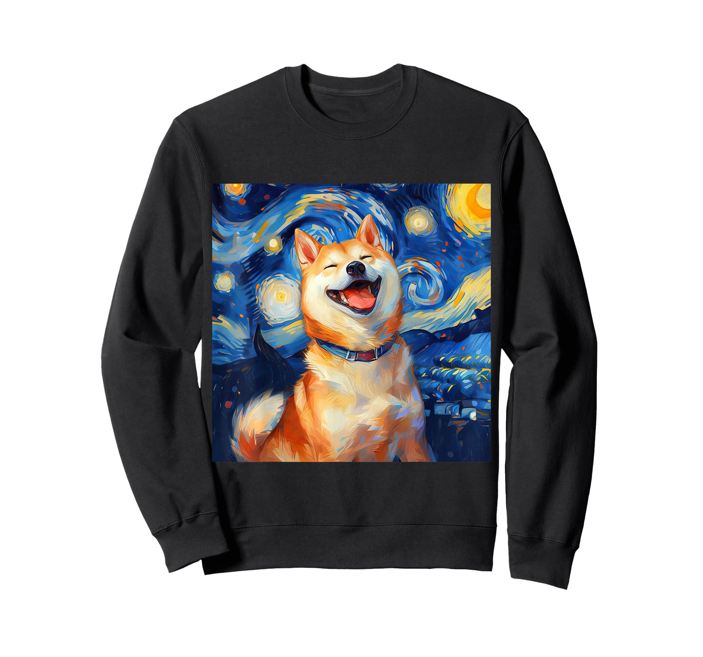 Cute Shiba Inu Dog Starry Night Vincent Van Gogh Painting T-Shirt